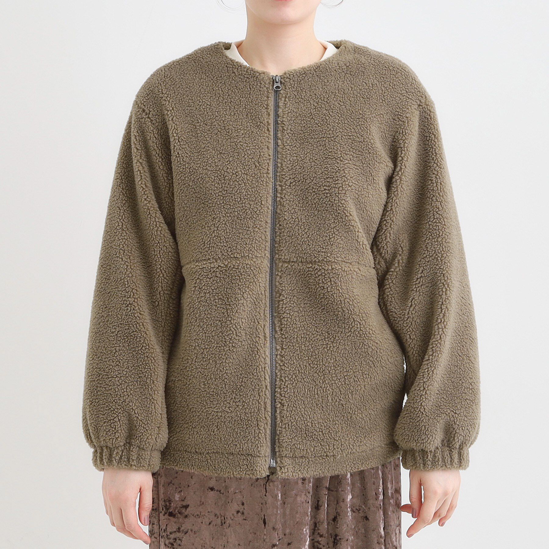 SHOO･LA･RUE「【洗濯機可】即サマになる ノーカラー ボアブルゾン」|ブルゾン・スタジャン|