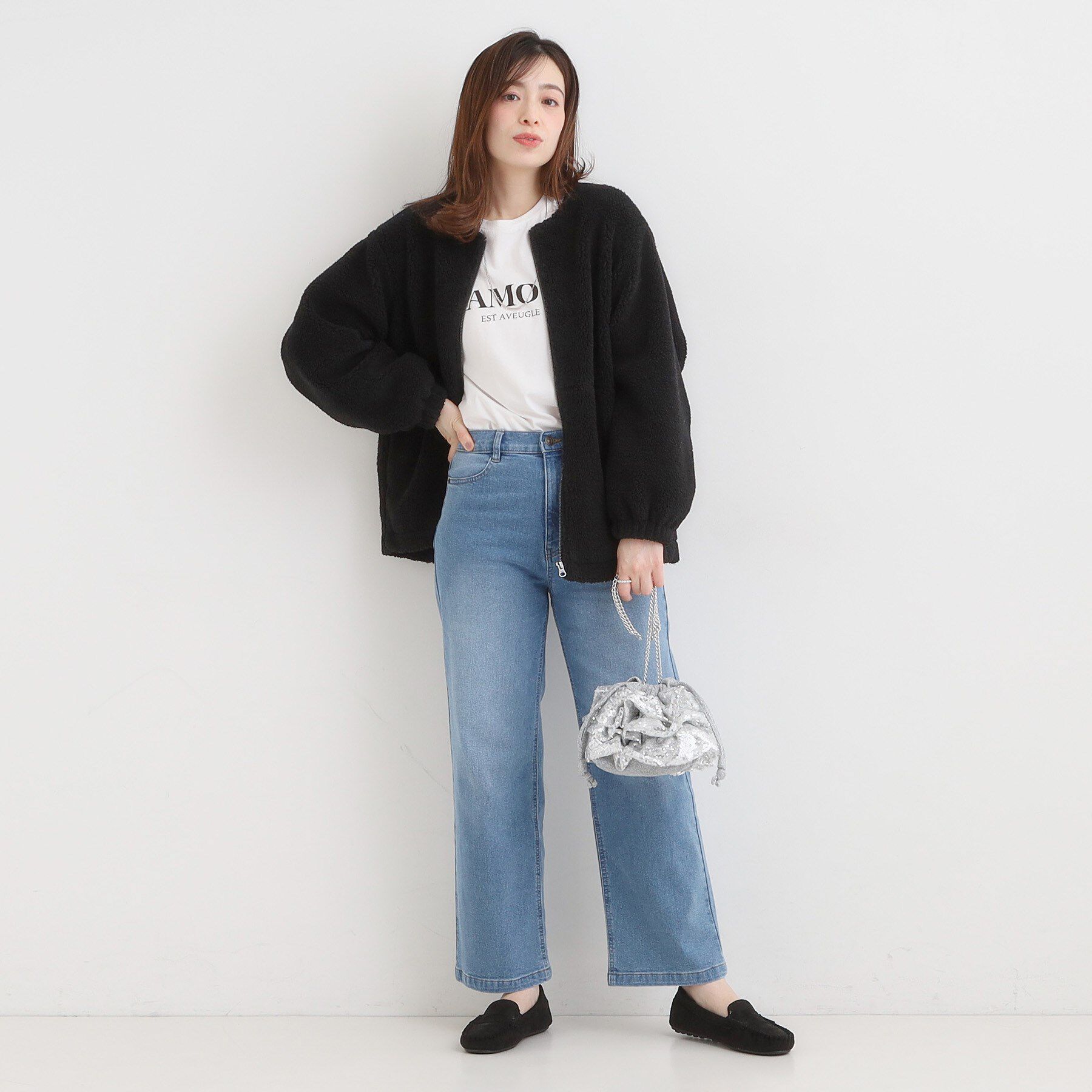 SHOO･LA･RUE「【洗濯機可】即サマになる ノーカラー ボアブルゾン」|ブルゾン・スタジャン|