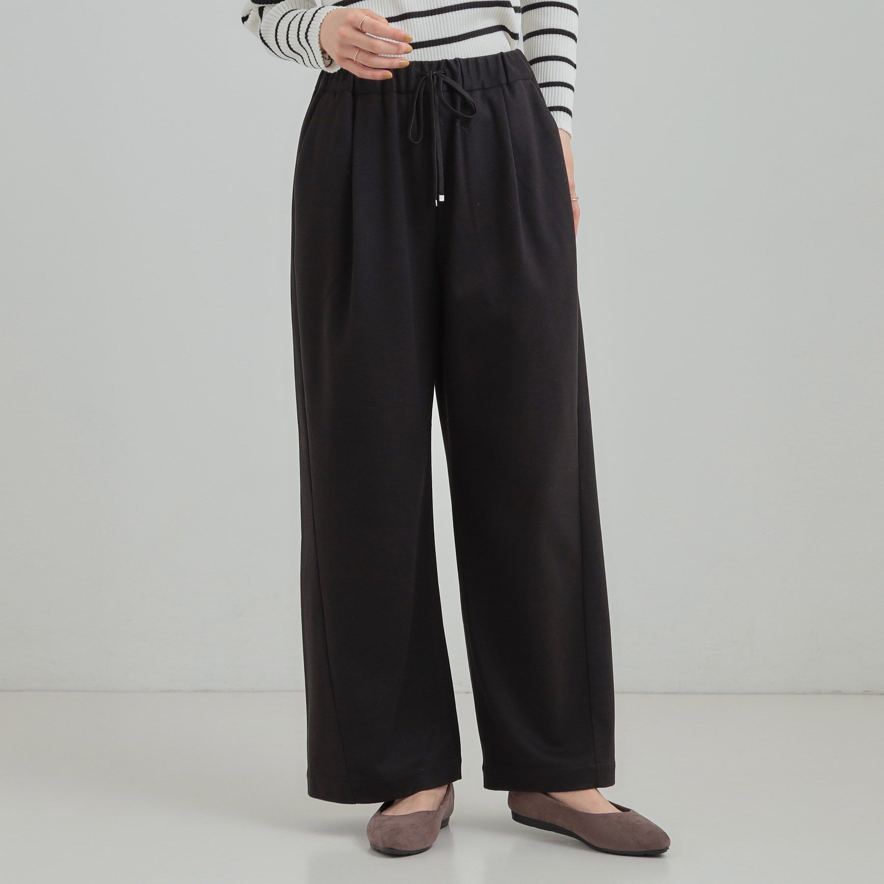SHOO･LA･RUE「【あったか/S-LL】ゆるっとリラクシーに イージーワイドパンツ」|その他|
