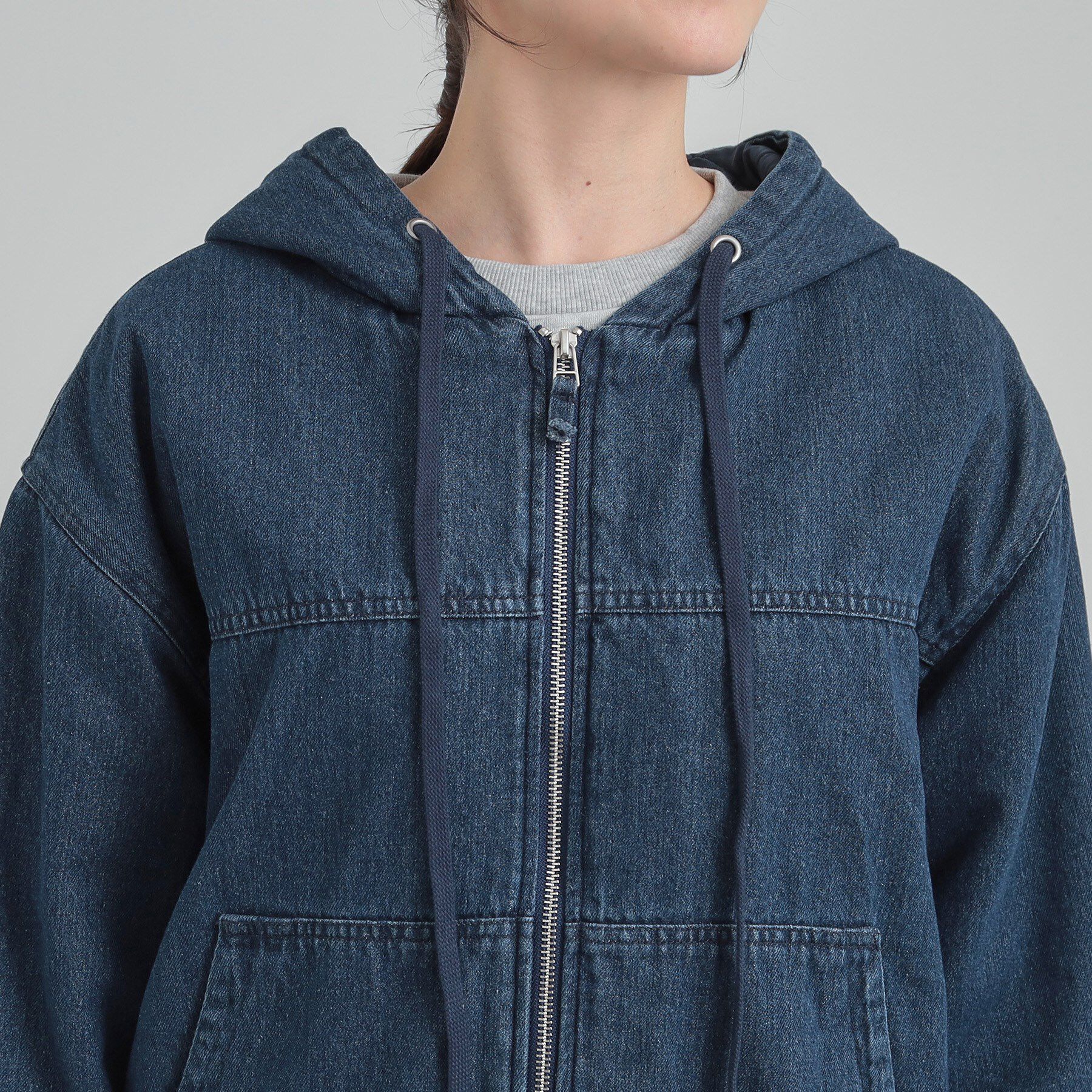 SHOO･LA･RUE「デニム中綿フーディーブルゾン」|ブルゾン・スタジャン|