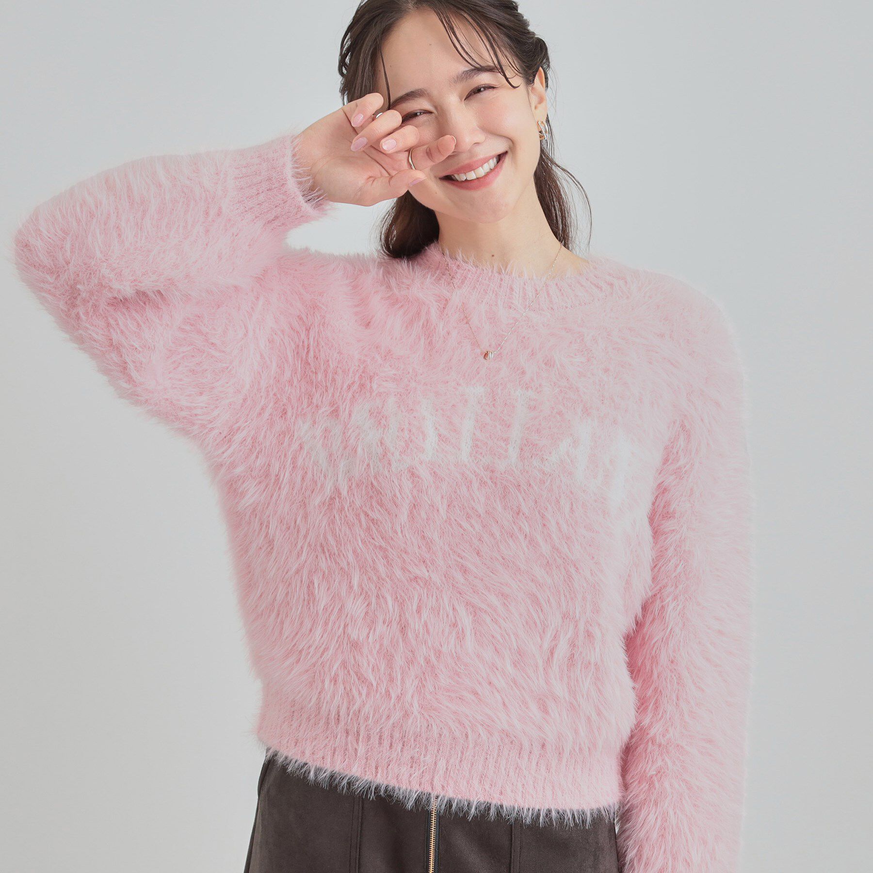 SHOO･LA･RUE「ふんわり柔らか ロゴフェザーニット」|ニット・セーター|ライトピンク(070