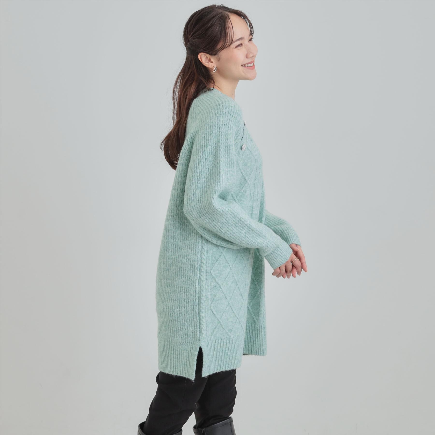 SHOO･LA･RUE「【着丈選べる】ケーブル柄ニットワンピース」|ワンピース|