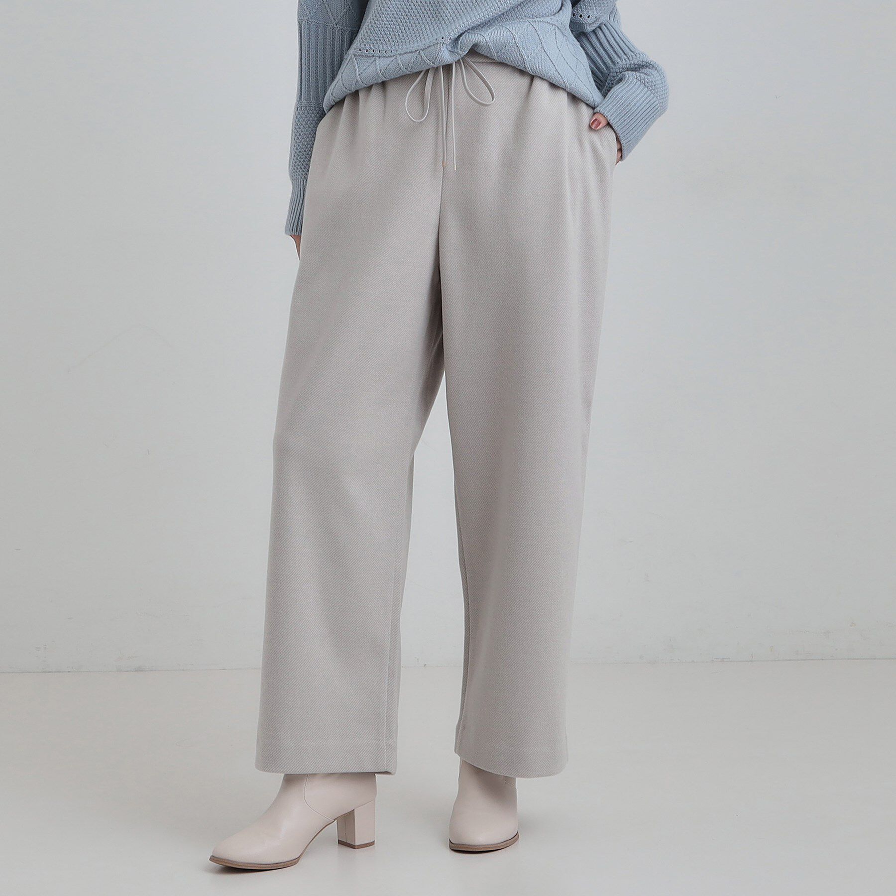 SHOO･LA･RUE「【洗濯機可/S-LL/あったか】ラフ過ぎない 大人のイージーワイドパンツ」|その他|グレー(012)