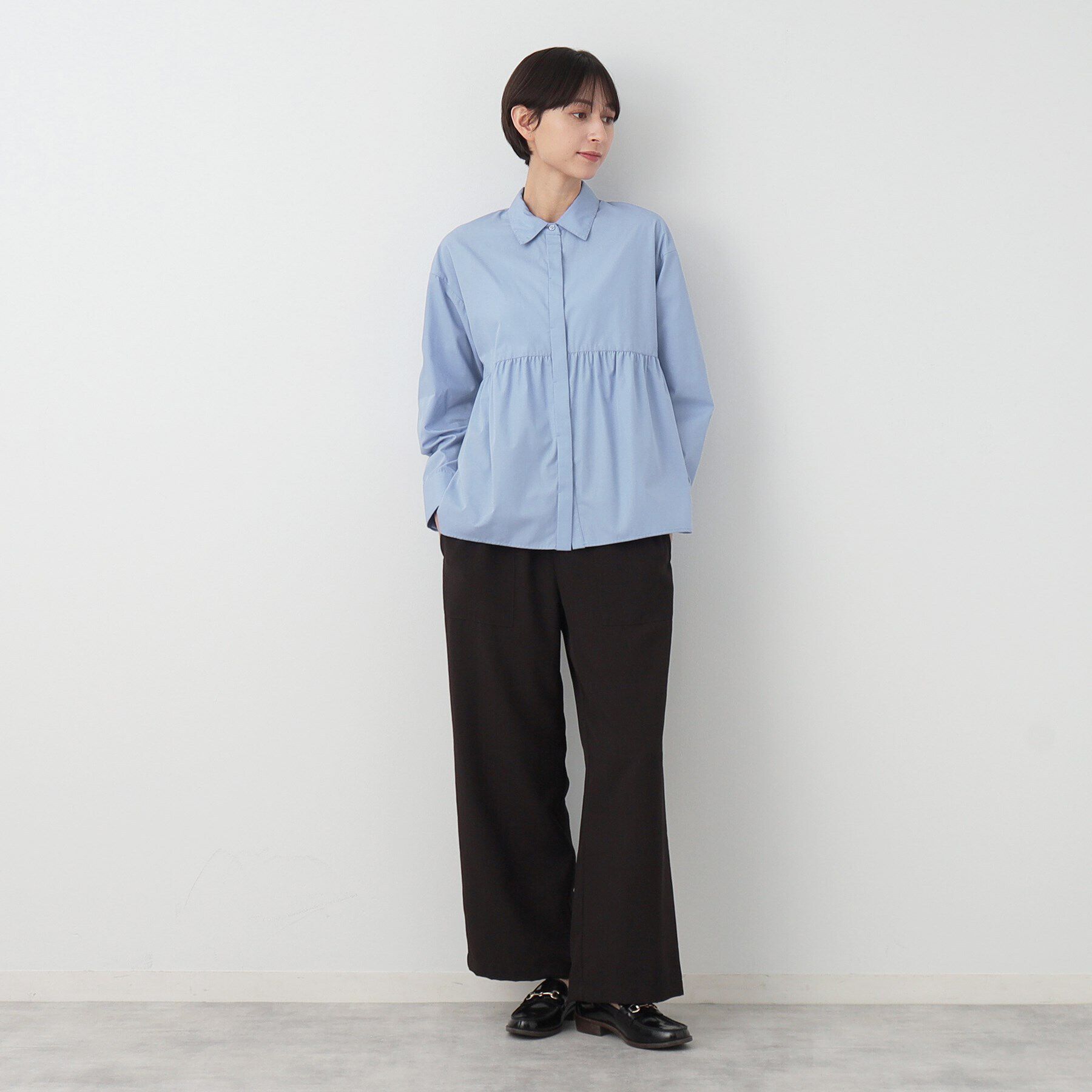 Dessin「【洗える】シャツカラーペプラムブラウス」|シャツ・ブラウス|