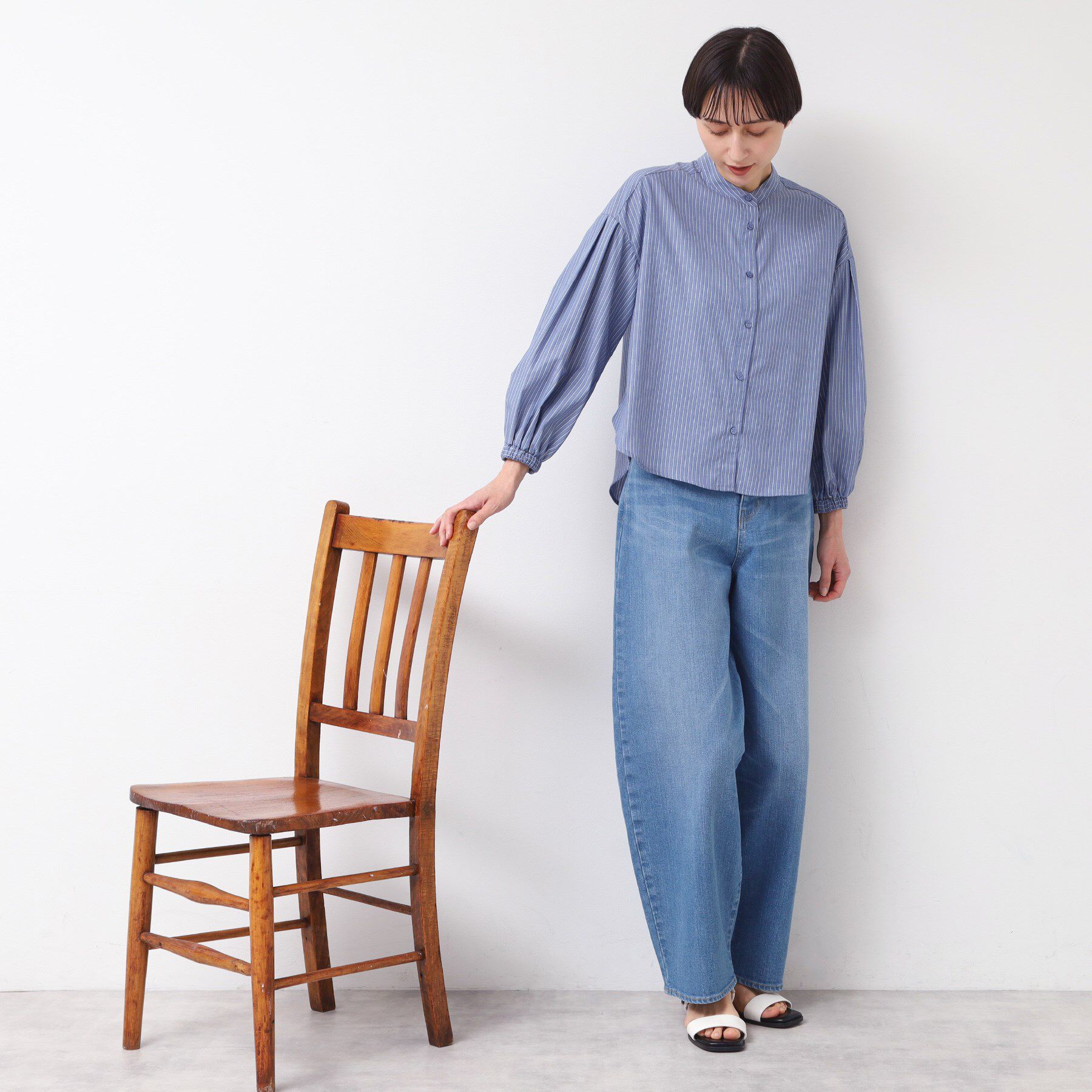 Dessin「【洗える・4サイズ展開】バンドカラーシャツ（XS～L）」|シャツ・ブラウス|