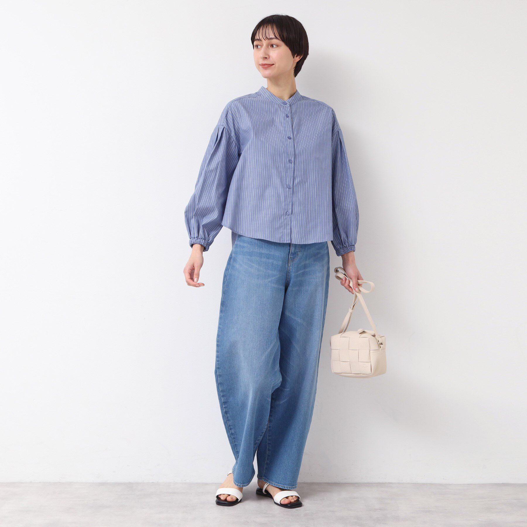 Dessin「【洗える・4サイズ展開】バンドカラーシャツ（XS～L）」|シャツ・ブラウス|