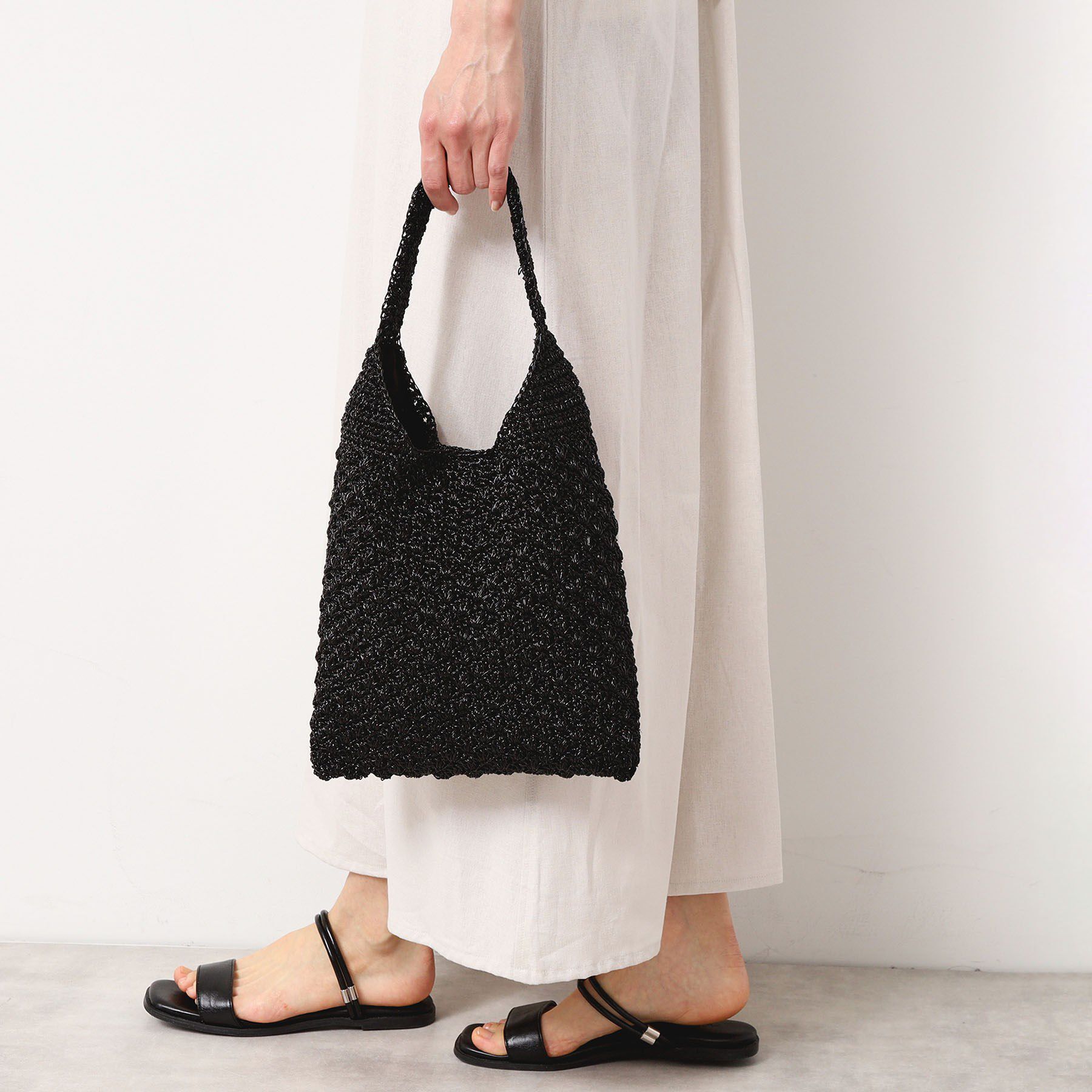 Dessin「【軽量】メタリックヤーンワンハンドルバッグ」|トートバッグ|ブラック(019)