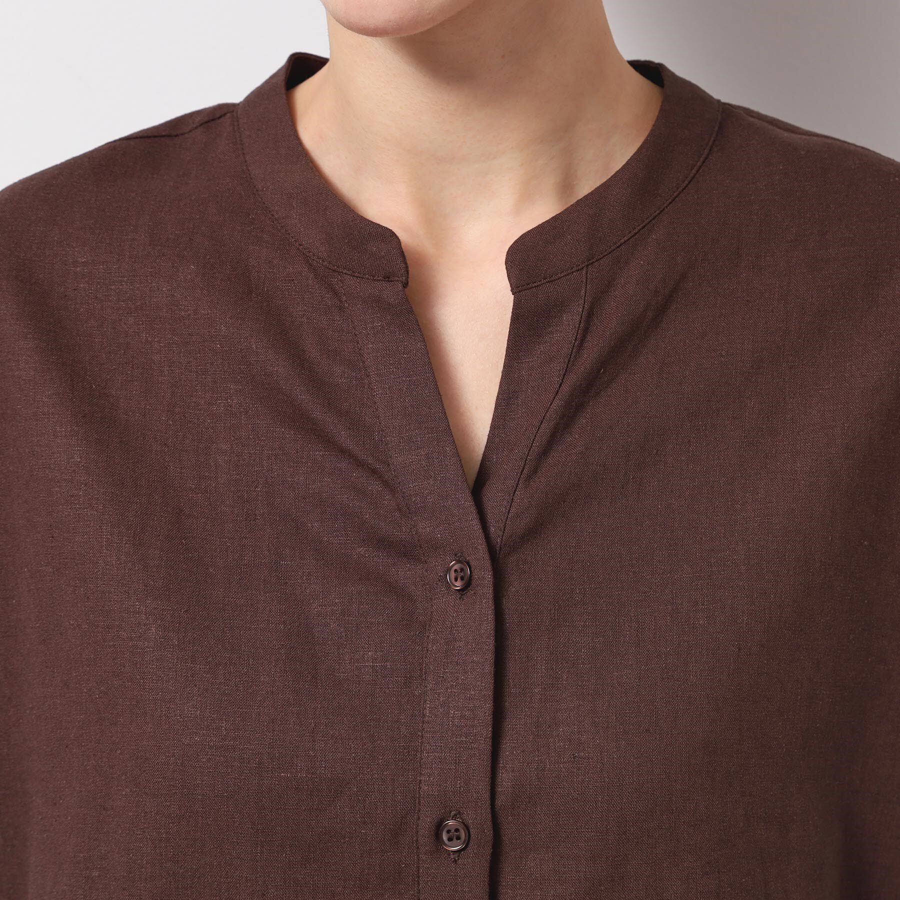 Dessin「【二の腕カバー・洗える】リネンブレンド袖切り替えブラウス」|シャツ・ブラウス|