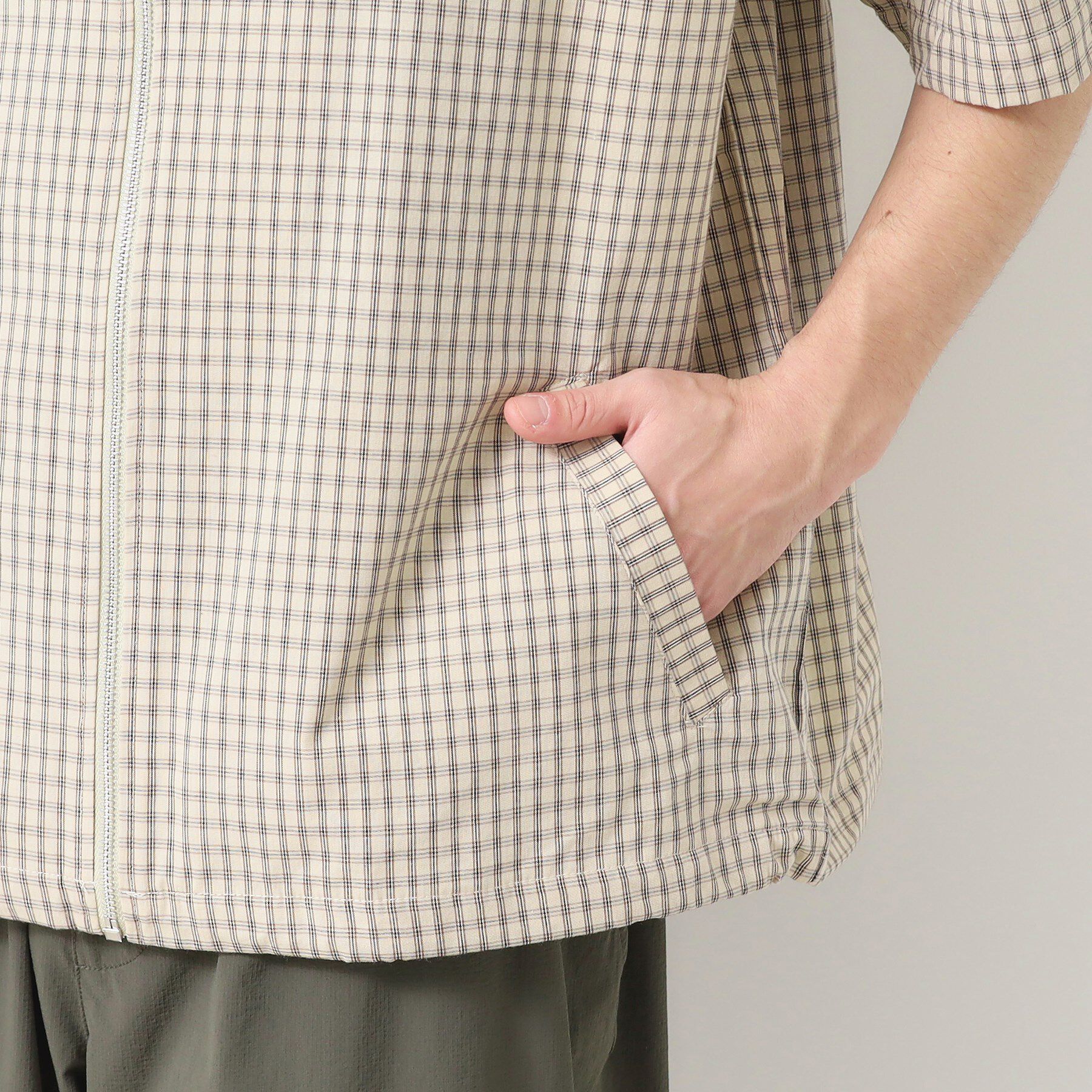 Dessin「【洗える】チェック柄ハーフスリーブブルゾン」|ブルゾン・スタジャン|