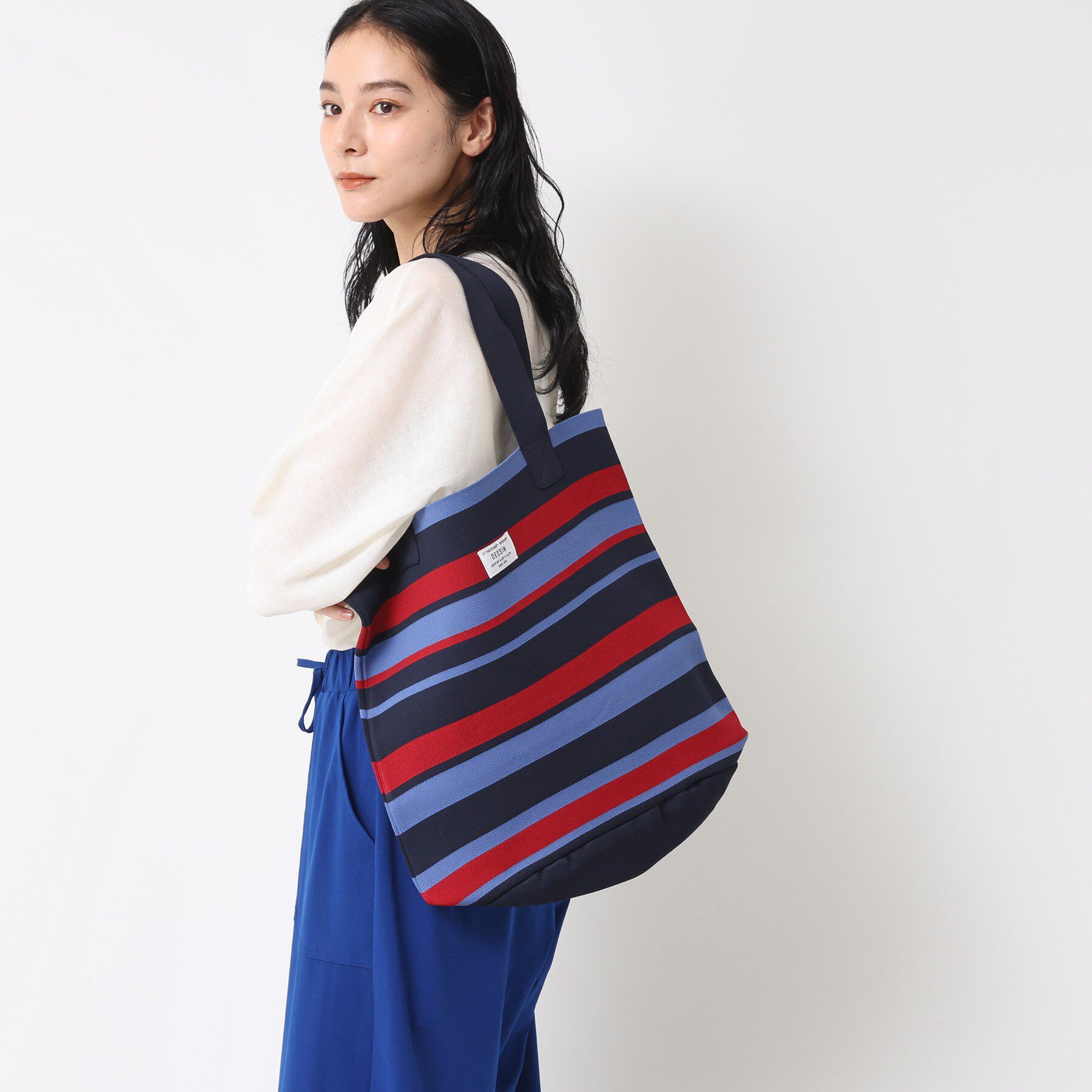 Dessin「【マシンウォッシャブル・A4収納可】ランダムボーダーニットBAG」|トートバッグ|