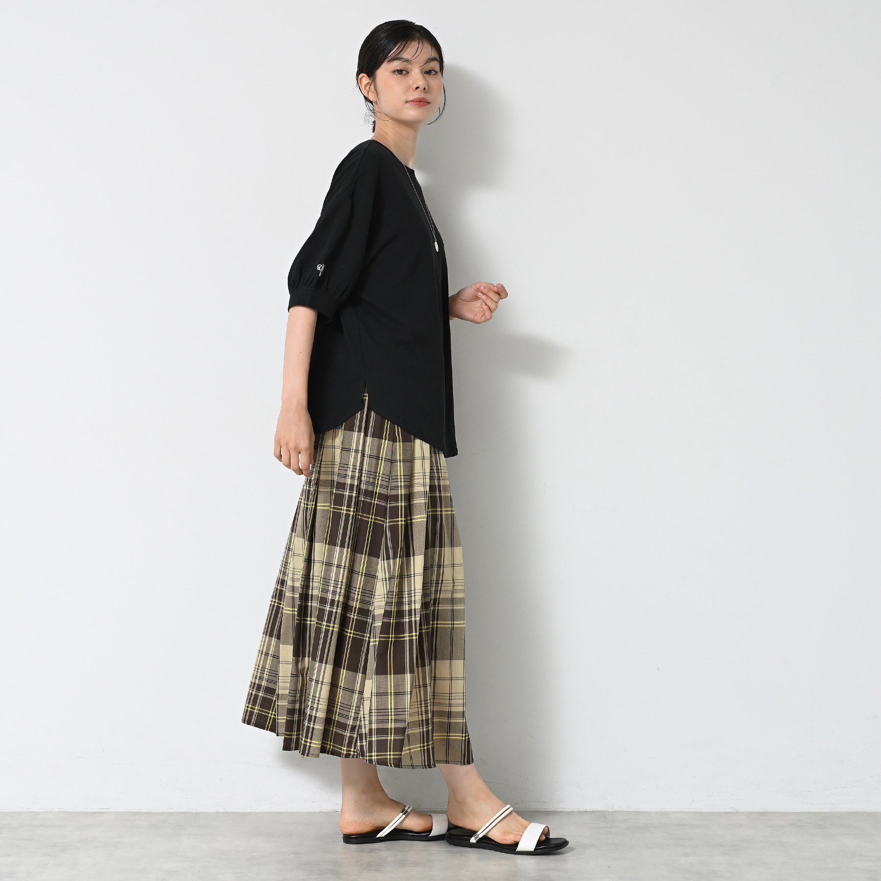 Dessin「【洗える】映えチェック柄ギャザースカート」|スカート|