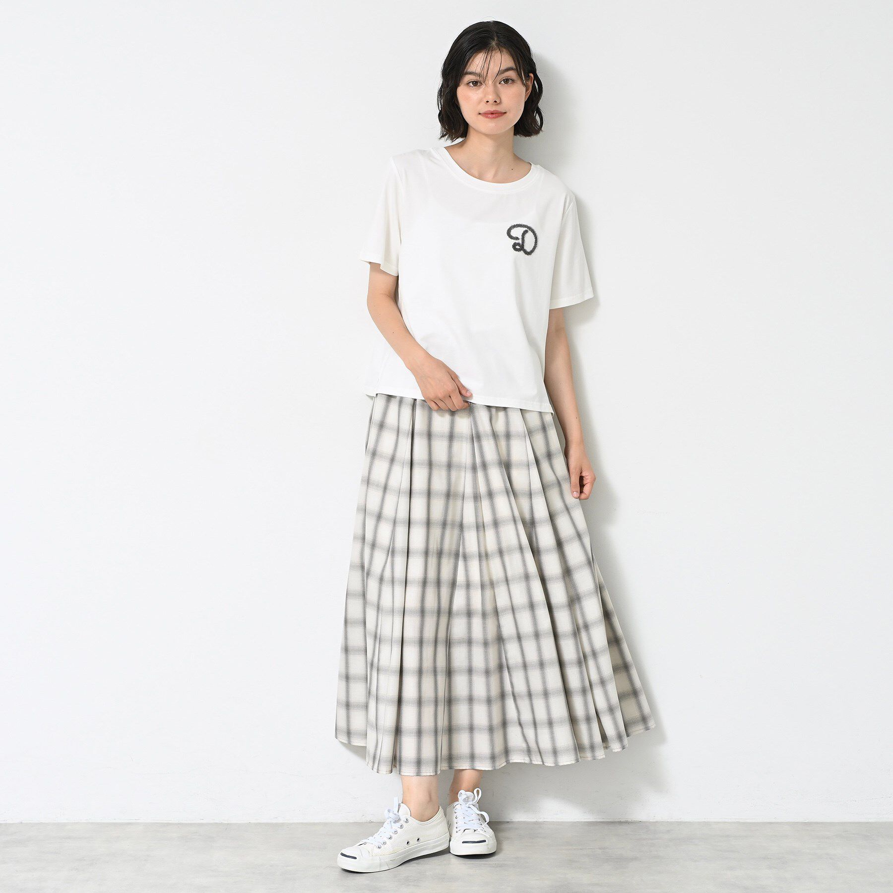 Dessin「【ウエストゴム・洗える】オンブレーチェック柄スカート」|スカート|