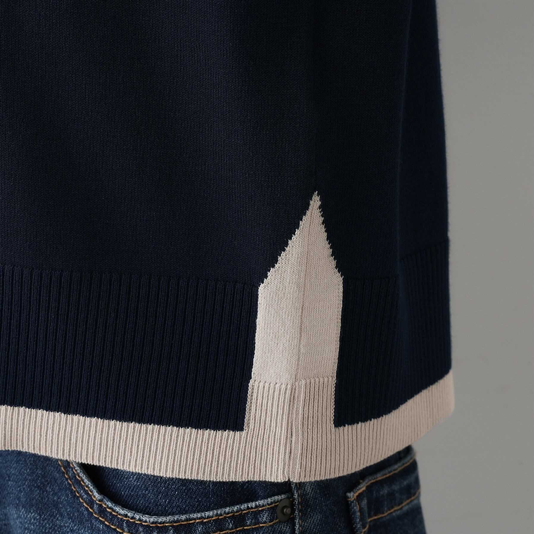 Dessin「【洗える】バイカラーショート丈ニット」|ニット・セーター|