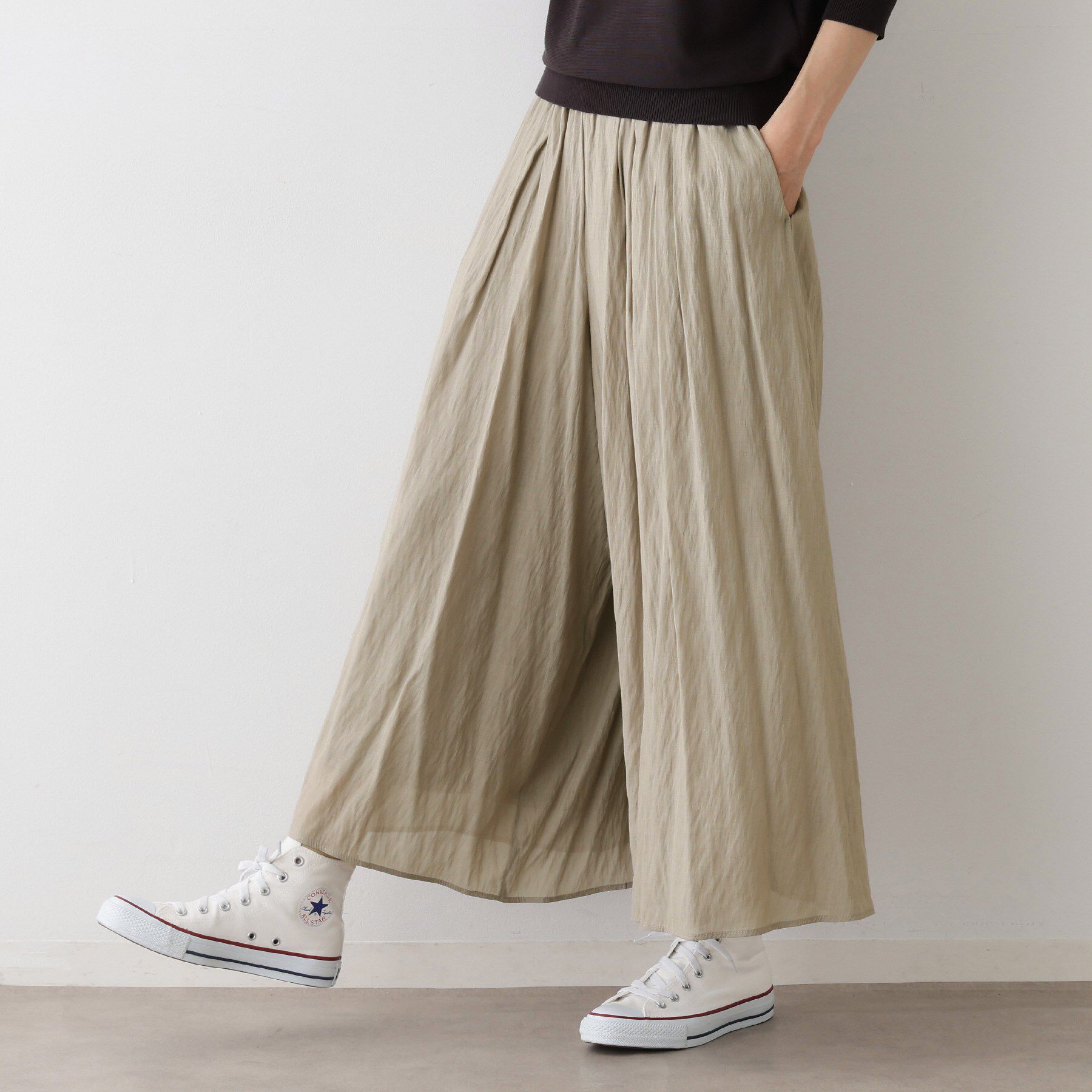 Dessin「【ウエストゴム/洗える】シアーエアリーパンツ」|その他|グレージュ(050)