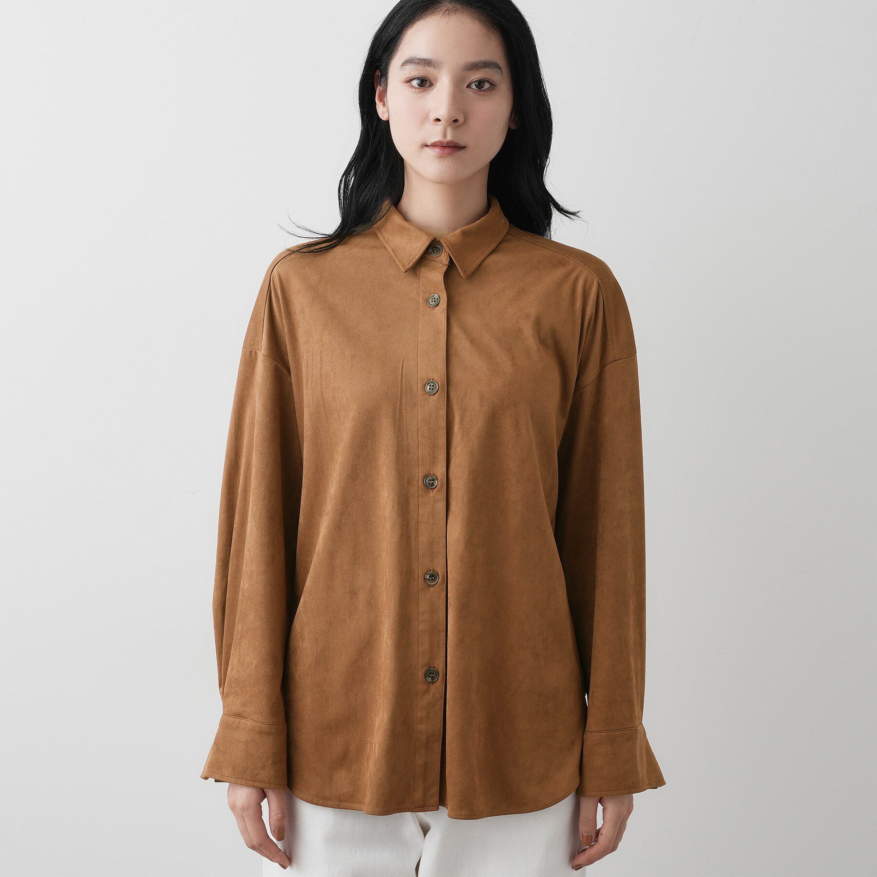 Dessin「【洗える】ストレッチスウェードライクシャツ」|シャツ・ブラウス|