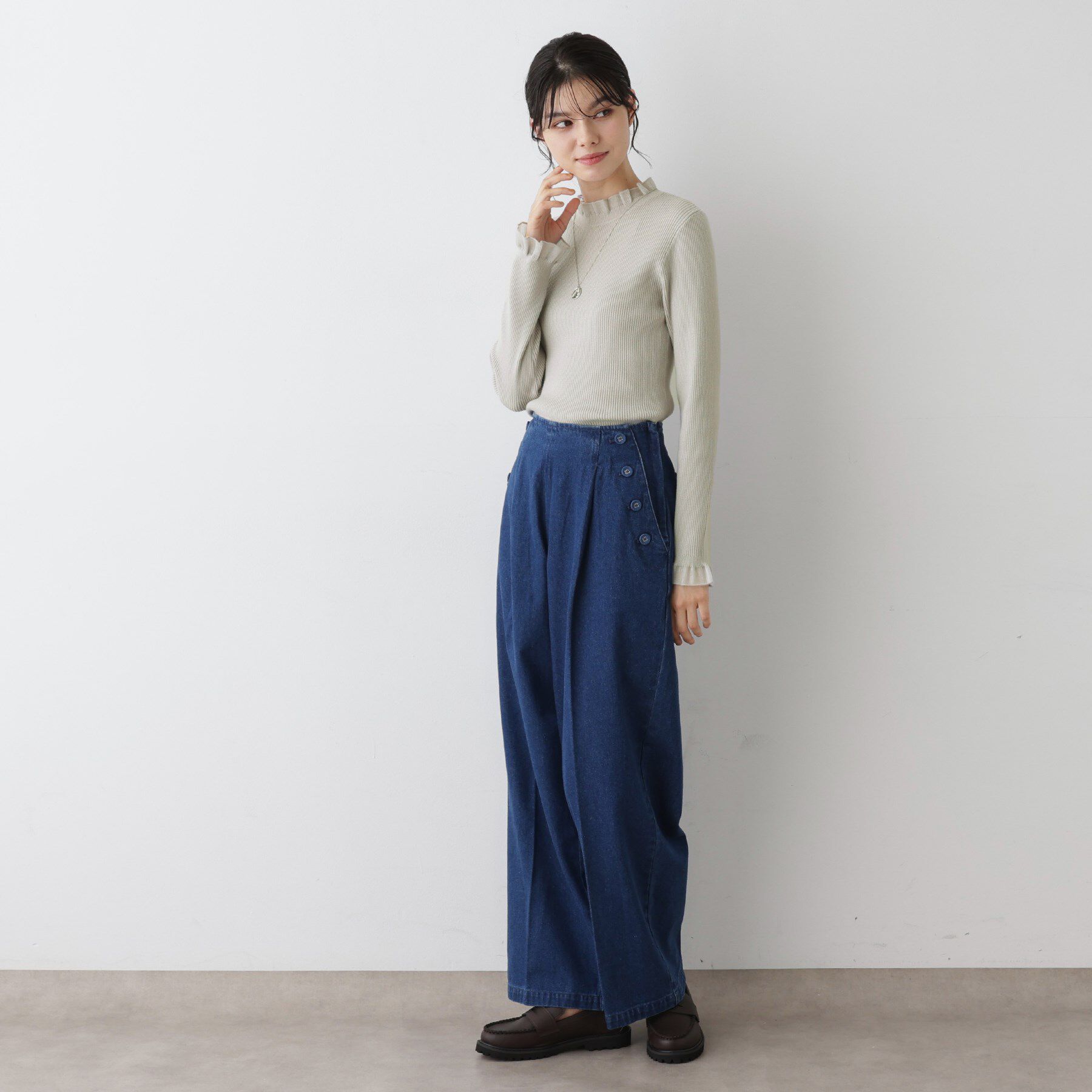 Dessin「【洗える】オーガンジーフリルニット」|ニット・セーター|