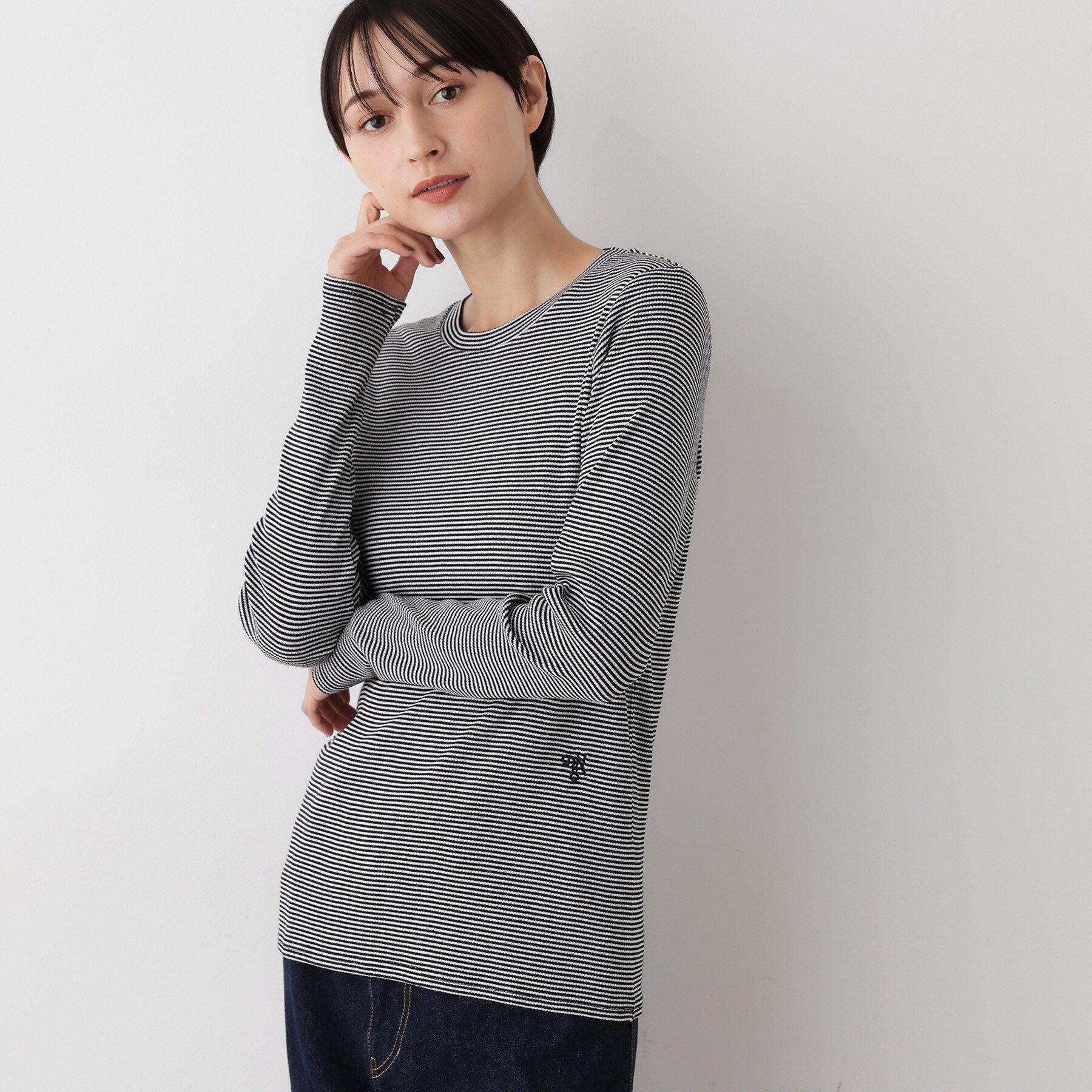 Dessin「【吸湿発熱/抗菌防臭】ジンジャー混クルーネックプルオーバー」|Tシャツ・カットソー|ブラック(319)