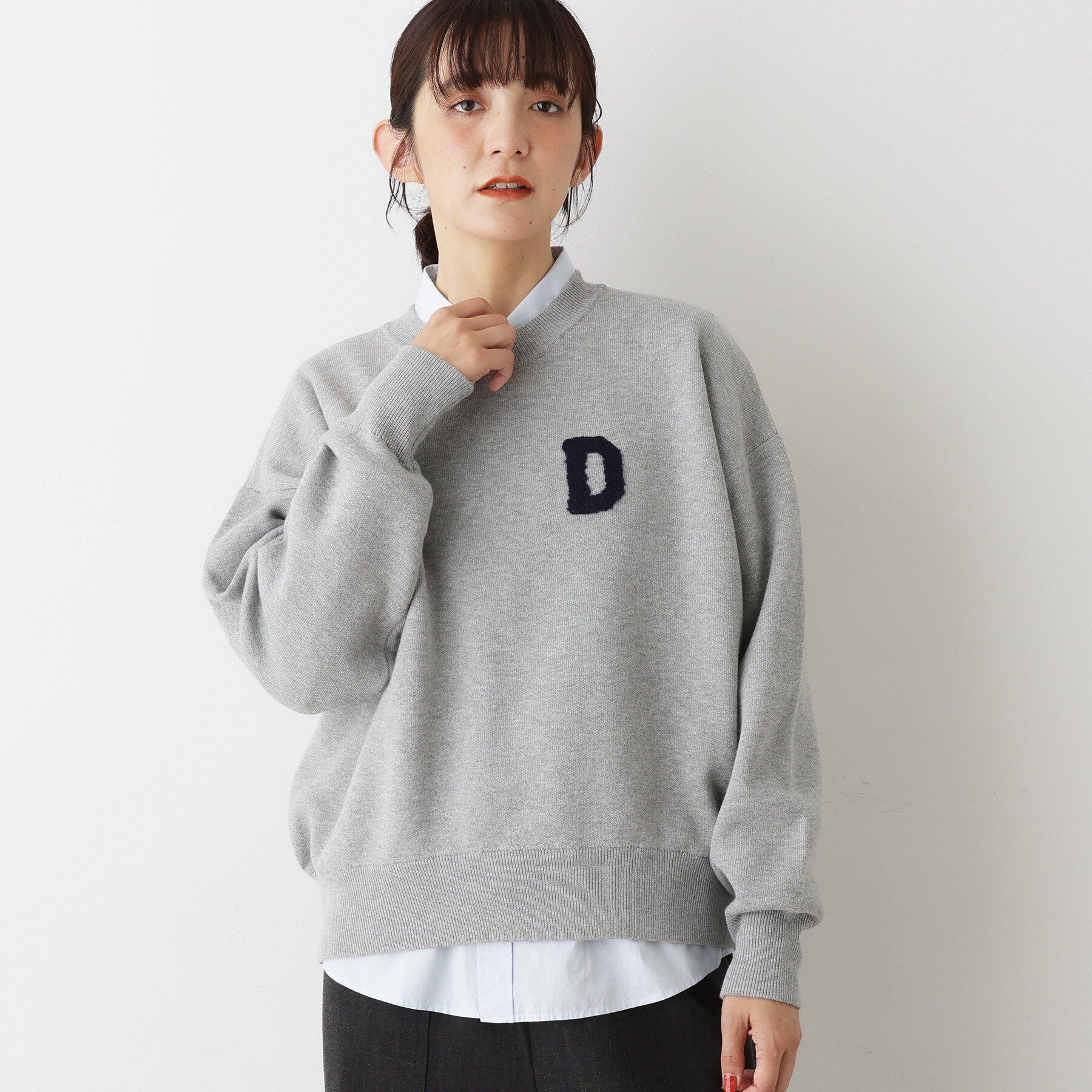 Dessin「【洗える】Dサガラ刺繍ワッペン付きニット」|ニット・セーター|