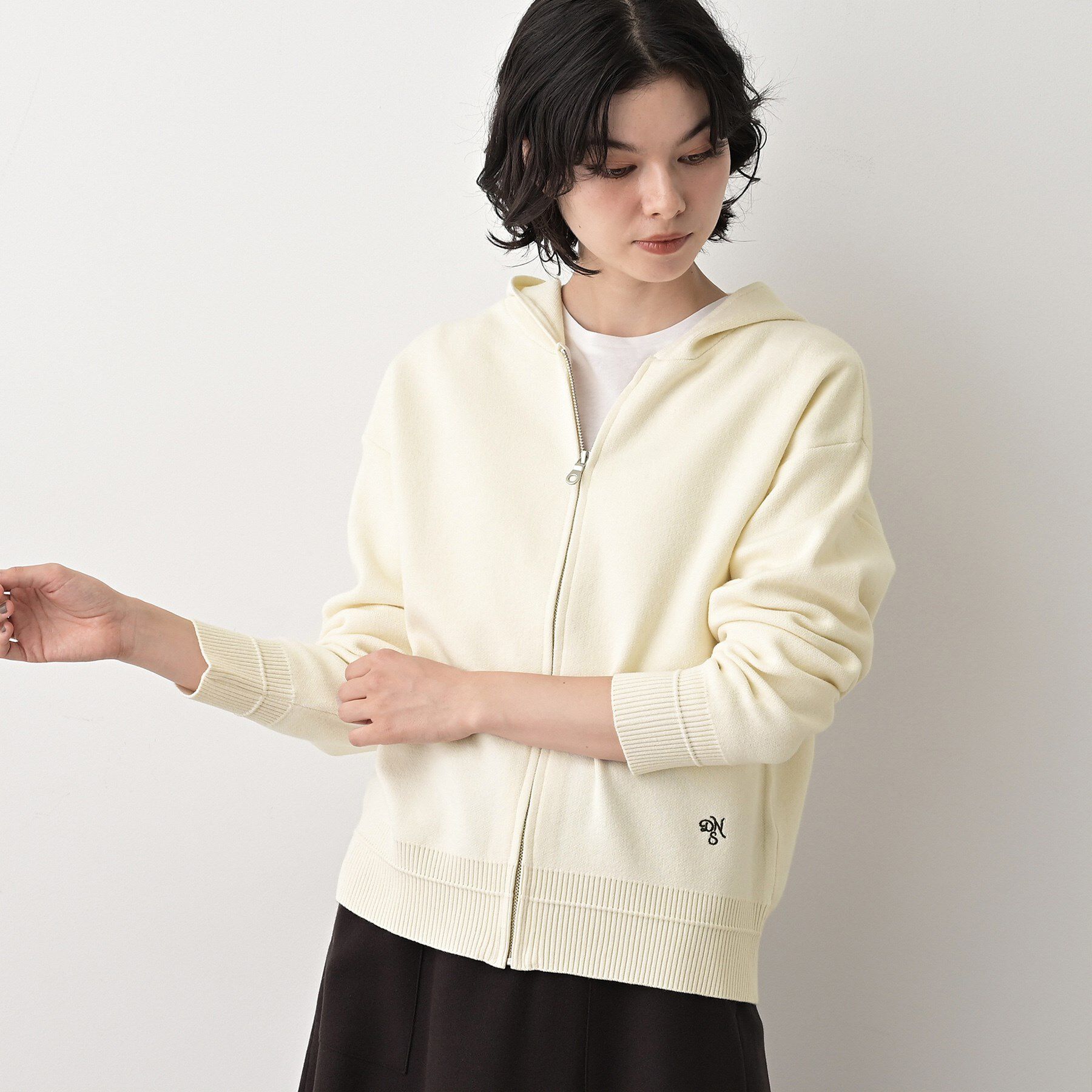 Dessin「【キレイ見え／洗える】ジャカード編みフードジップ」|ニット・セーター|