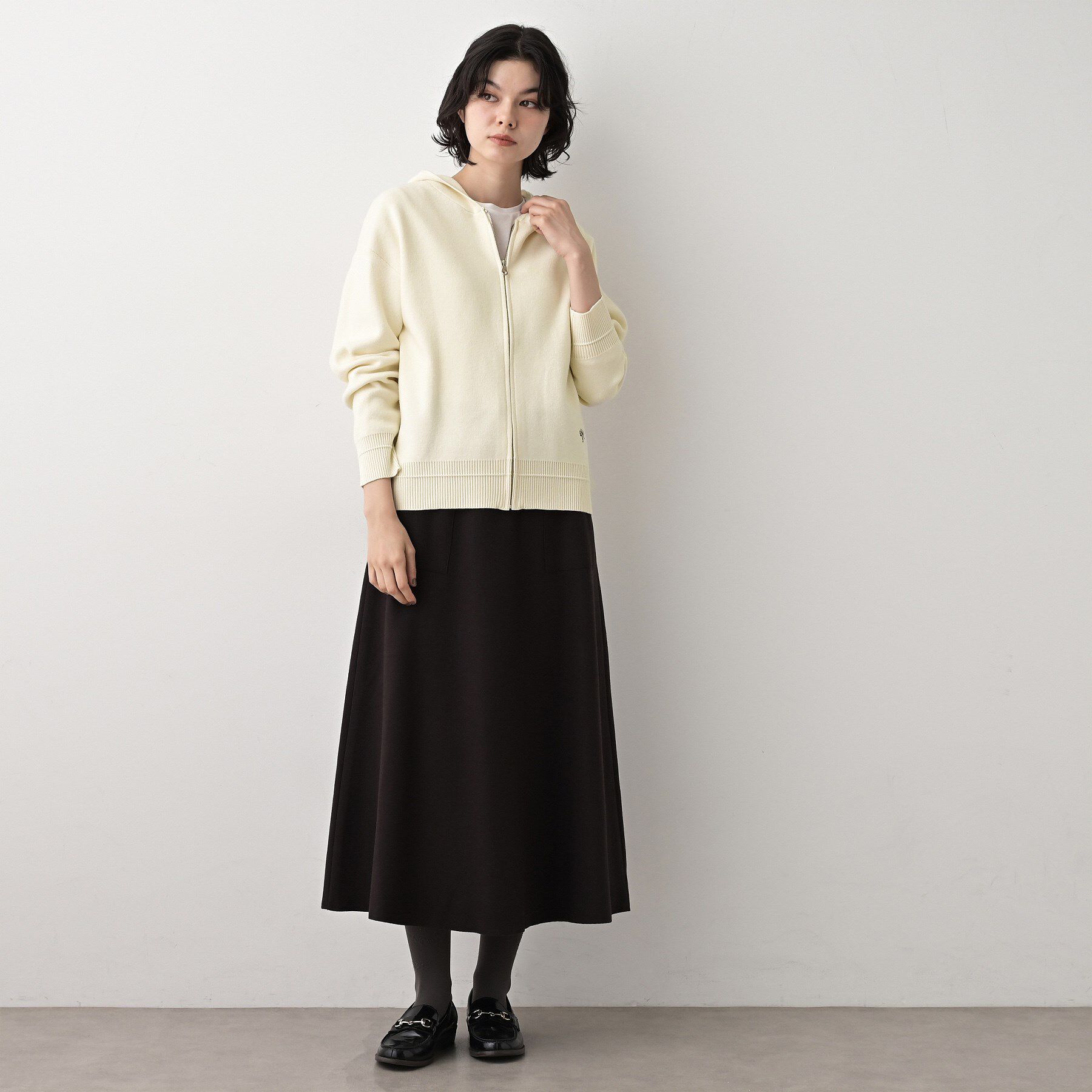 Dessin「【キレイ見え／洗える】ジャカード編みフードジップ」|ニット・セーター|