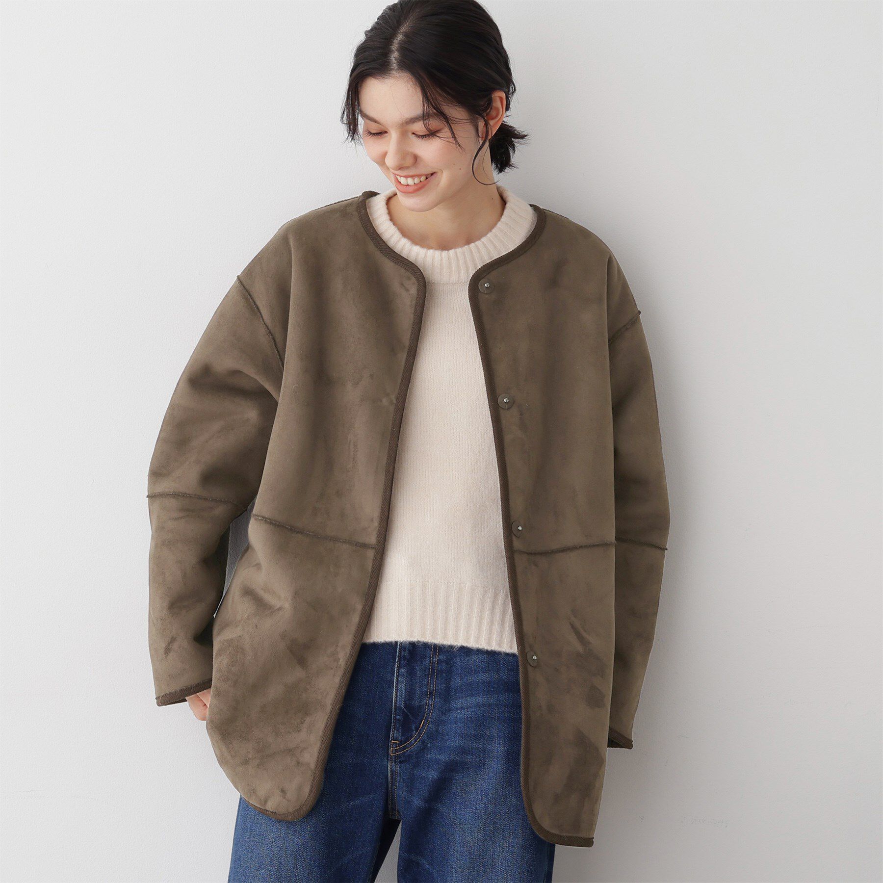 Dessin「【2WAY】フェイクムートンコート」|ノーカラーコート|