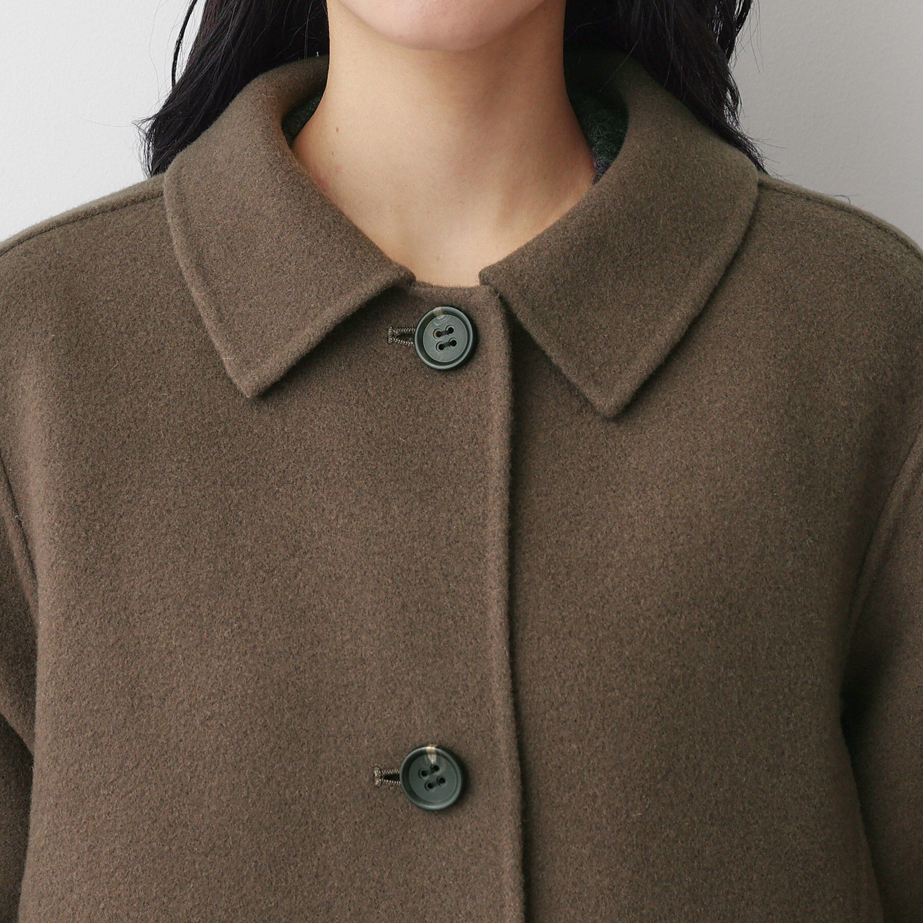 Dessin「【洗える】ウール混リバーメルトンロングコート」|ステンカラーコート|