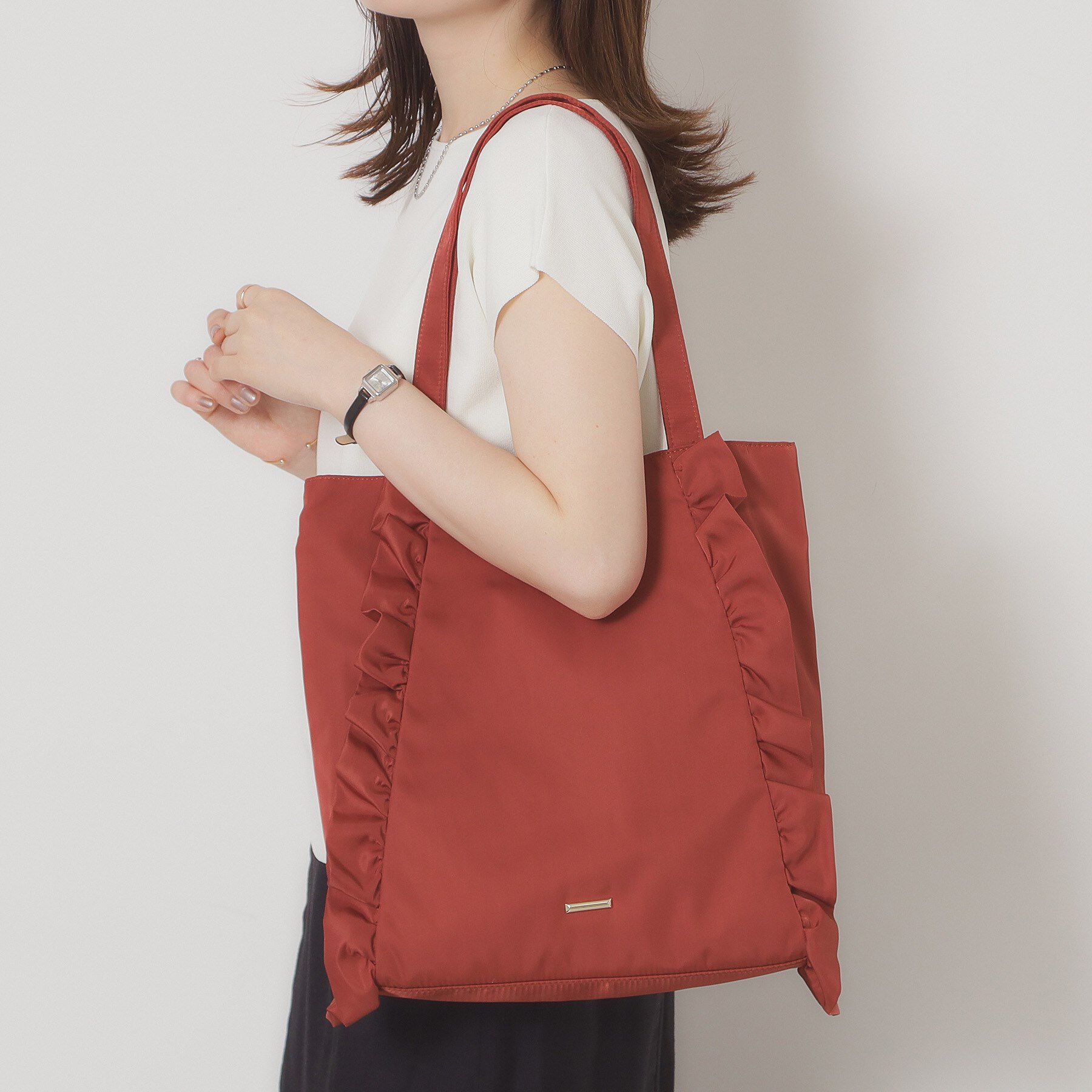 ITS&rsquo;DEMO「【A4対応】フリルトート」|トートバッグ|オレンジ(067)