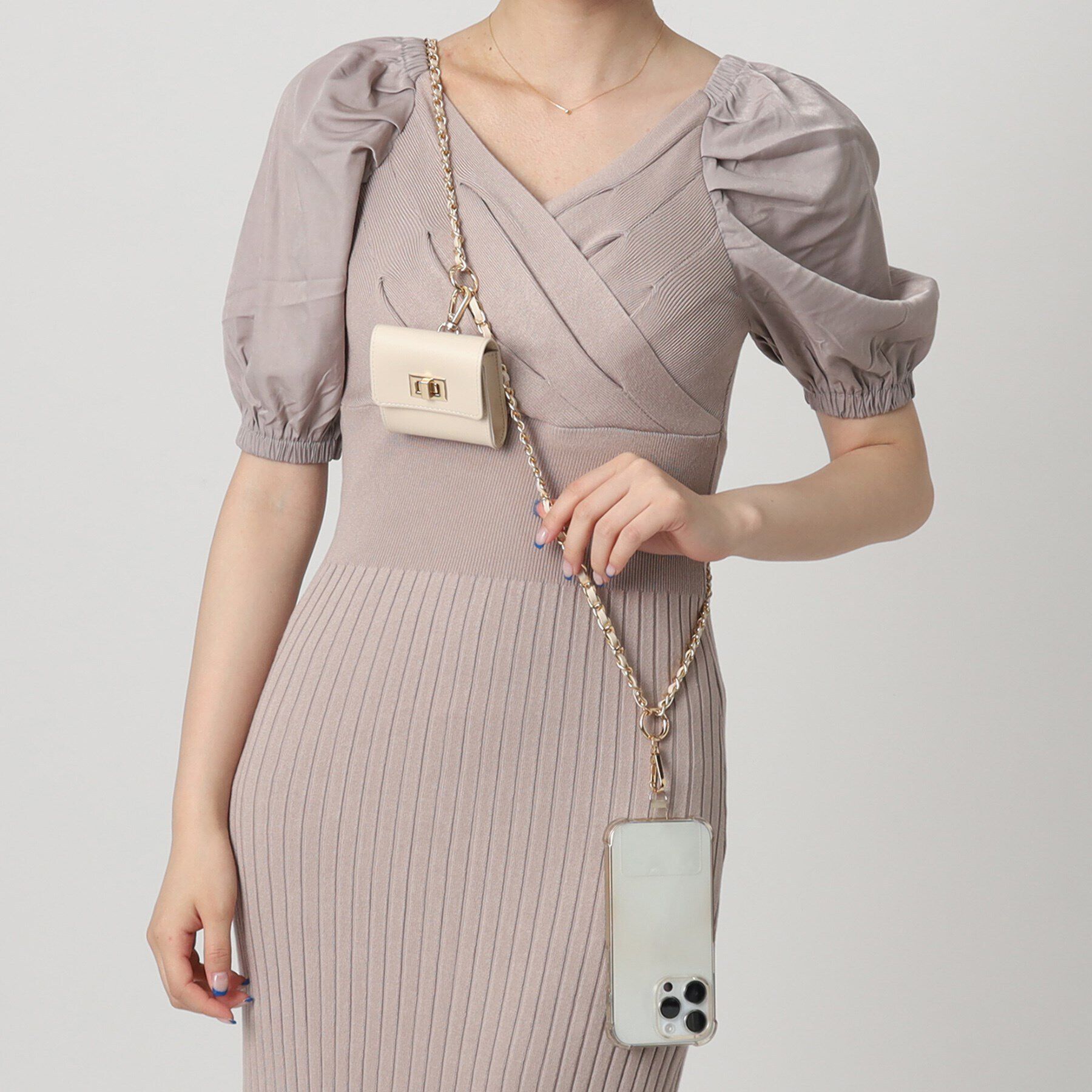 Grandedge「ポーチ付きチェーンスマホショルダー」|ストラップ|