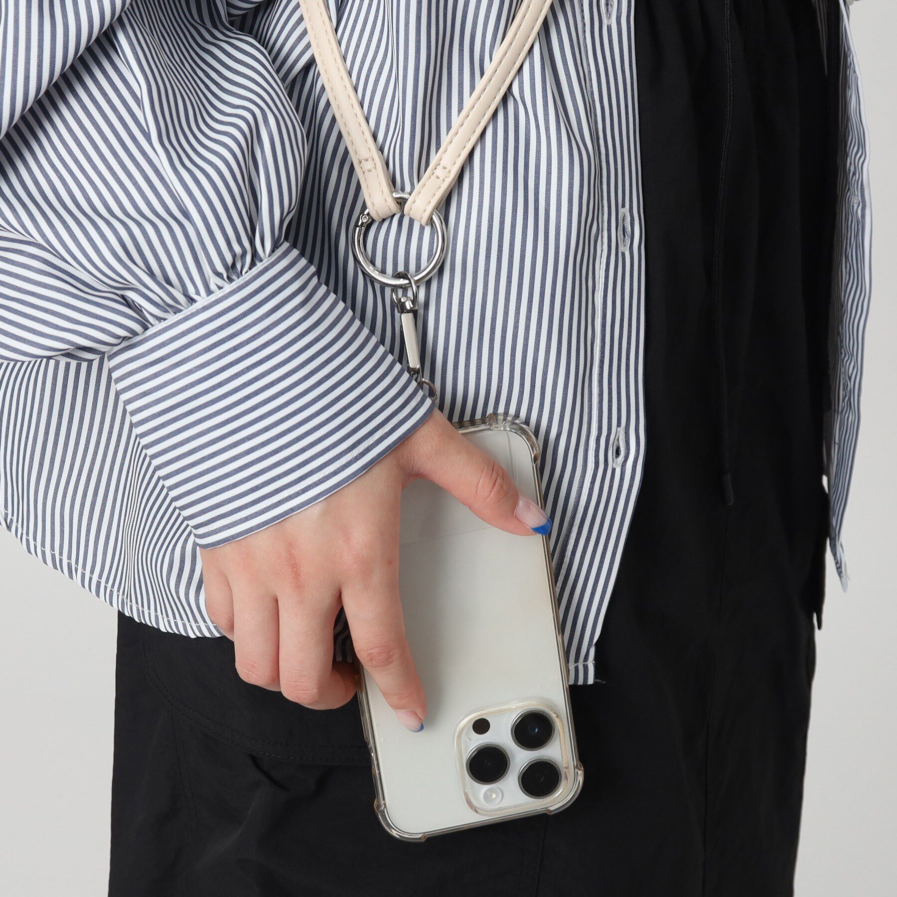 Grandedge「丸ポーチ付き合皮スマホショルダー」|ストラップ|