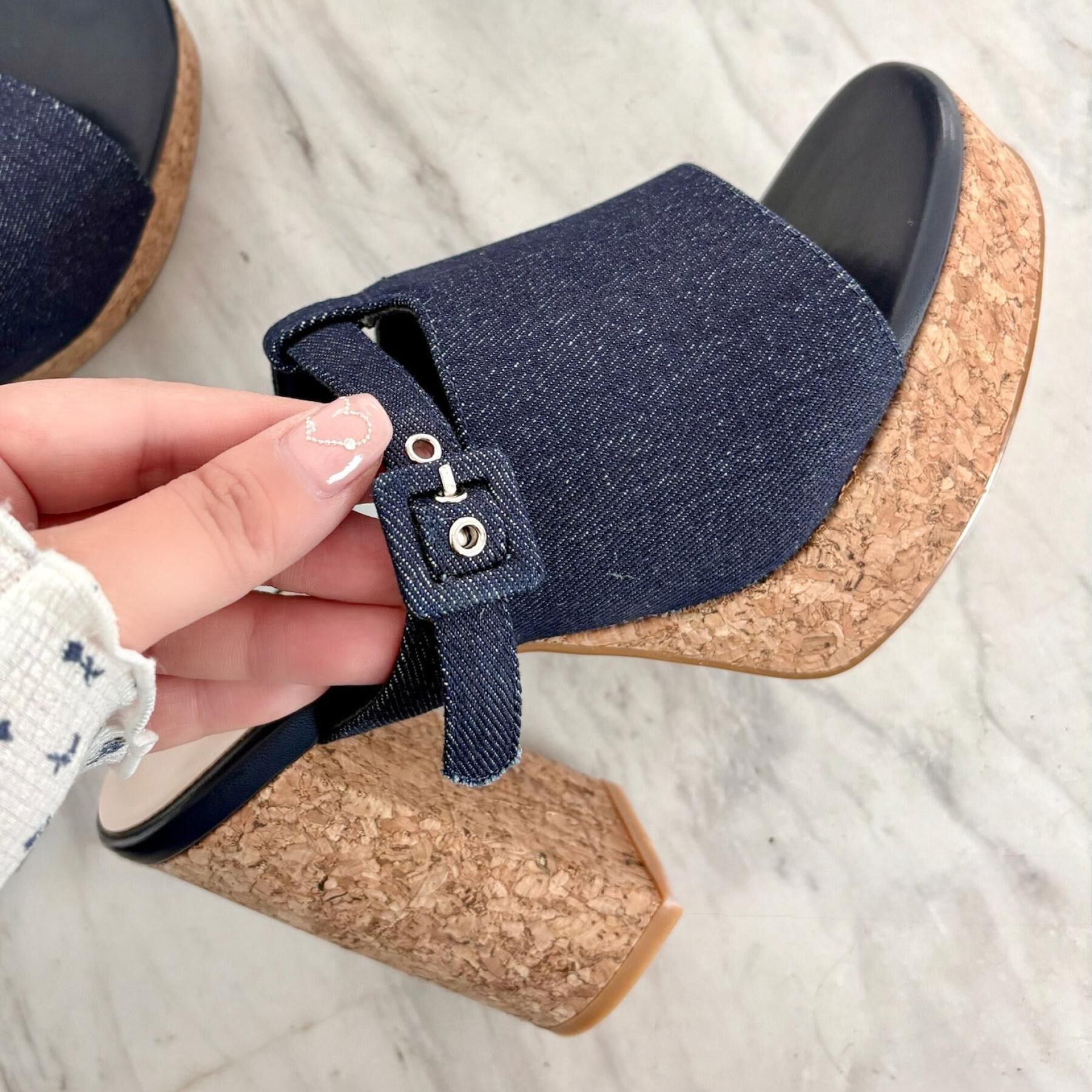 ESPERANZA「ミニバックルコルクヒールミュール」|サンダル|