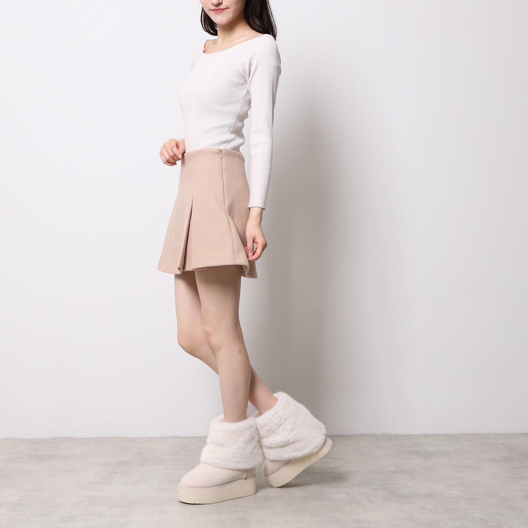 ESPERANZA「【EC先行販売】フェイクファー付き2WAYムートン調ブーツ」|ショートブーツ|