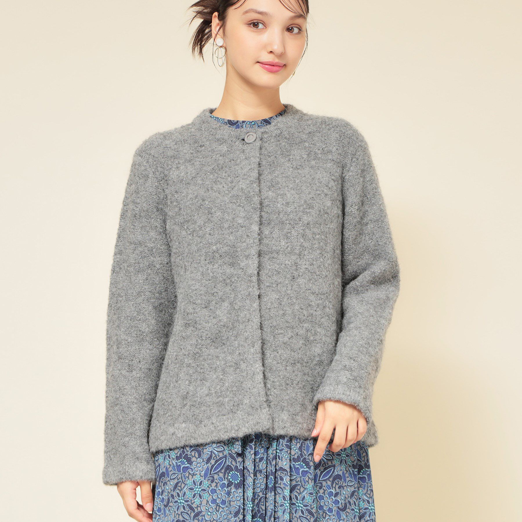 SunaUna「【ループヤーン／ふんわり】ミドル丈カーディガン」|カーディガン|