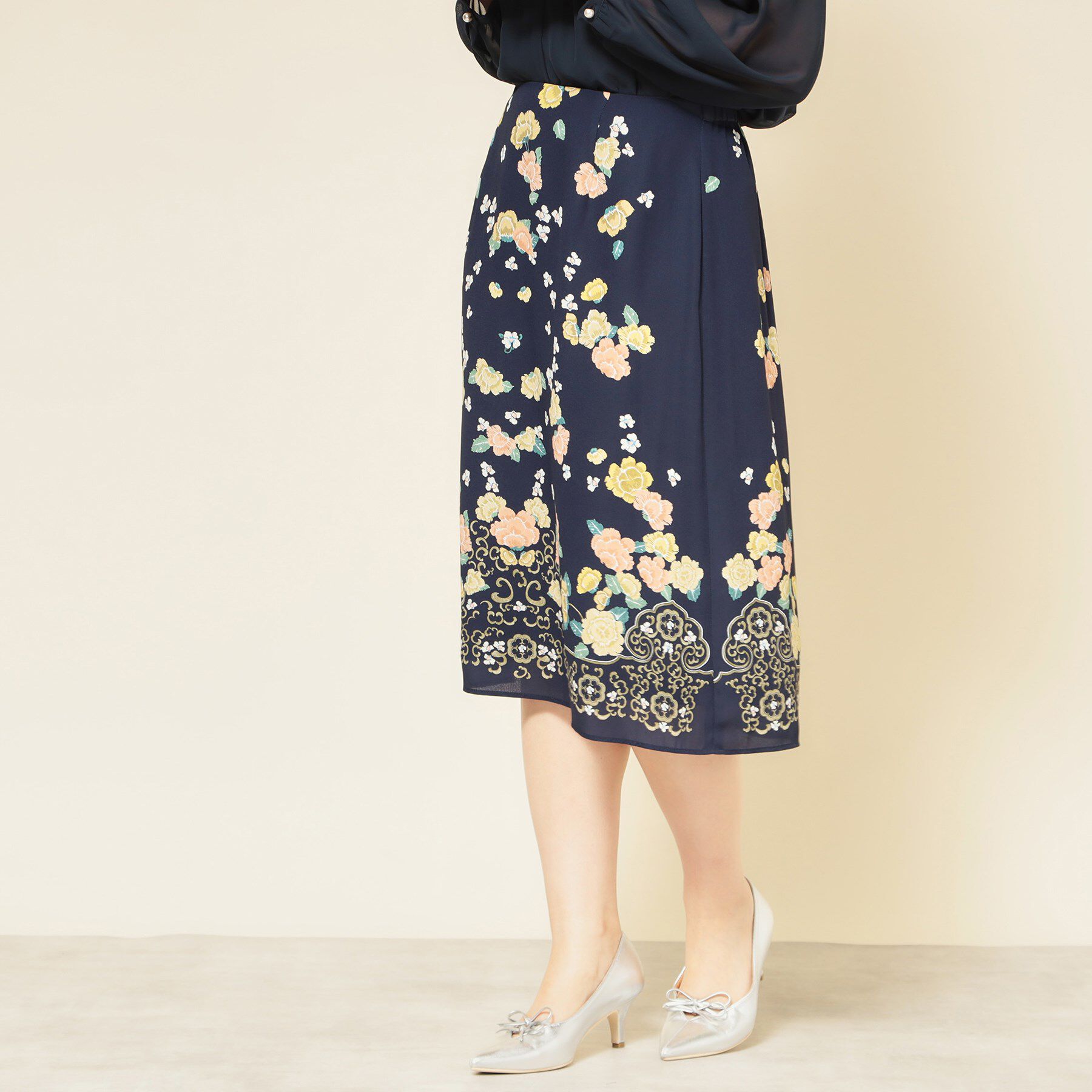 SunaUna「【co creation and yours／SS～L】オリエンタル柄パネルスカート」|スカート|