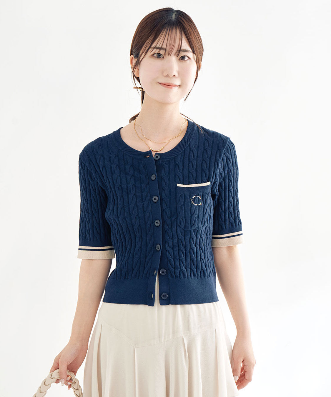 COCO DEAL「ケーブルニットカーディガン」|ニット・セーター|ネイビー