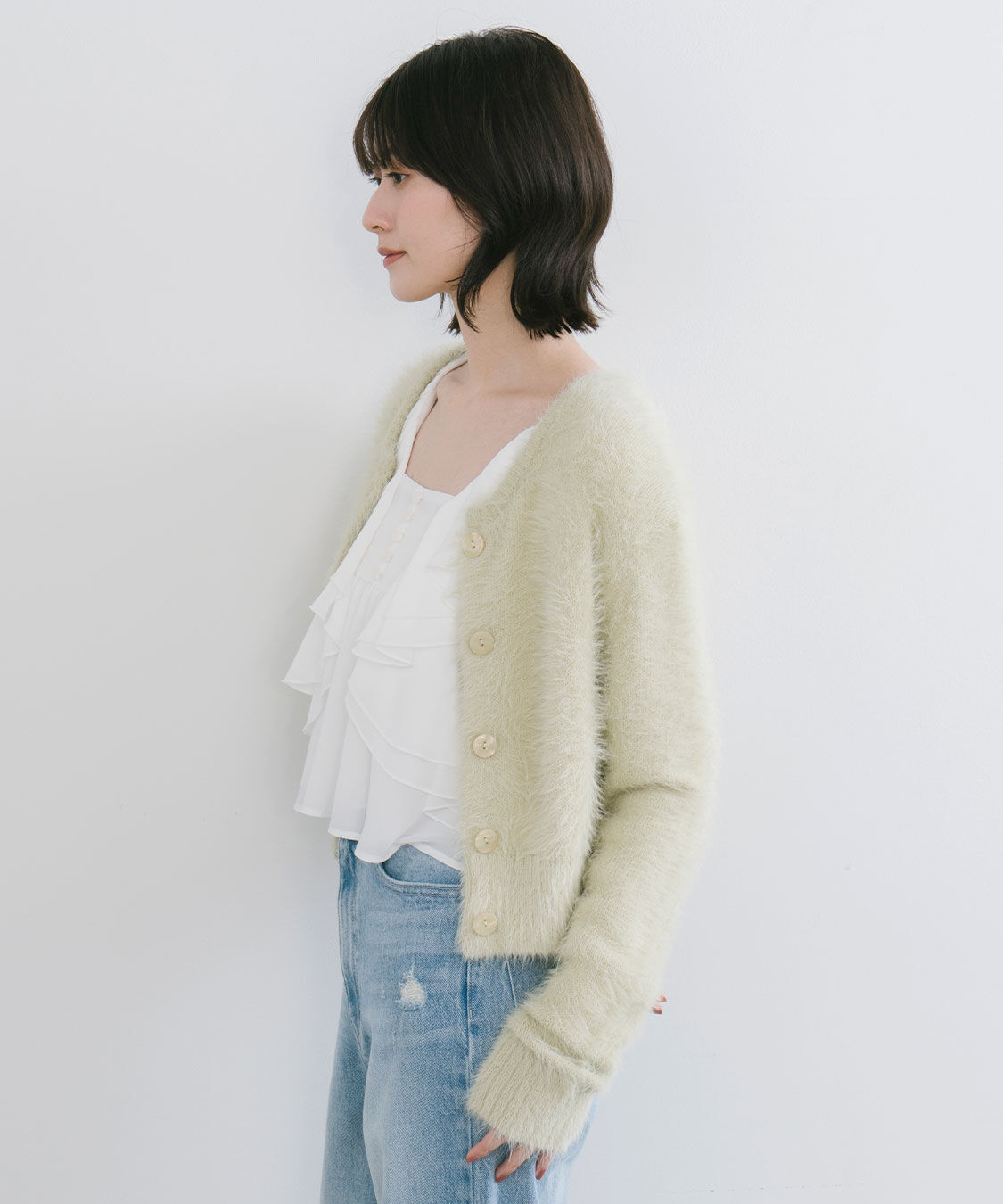 COCO DEAL「フェザーコンパクトニットカーディガン」|ニット・セーター|