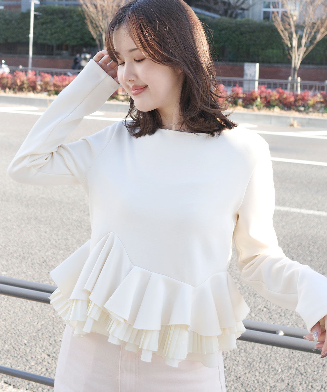 COCO DEAL「ランダムフリルペプラムトップス」|Tシャツ・カットソー|アイボリー