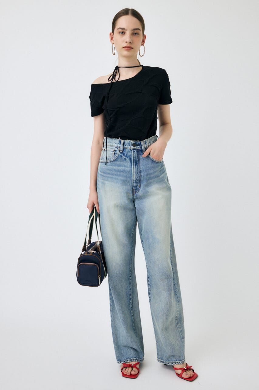 MOUSSY「HW DAMAGE LOOSE STRAIGHT」|デニム|
