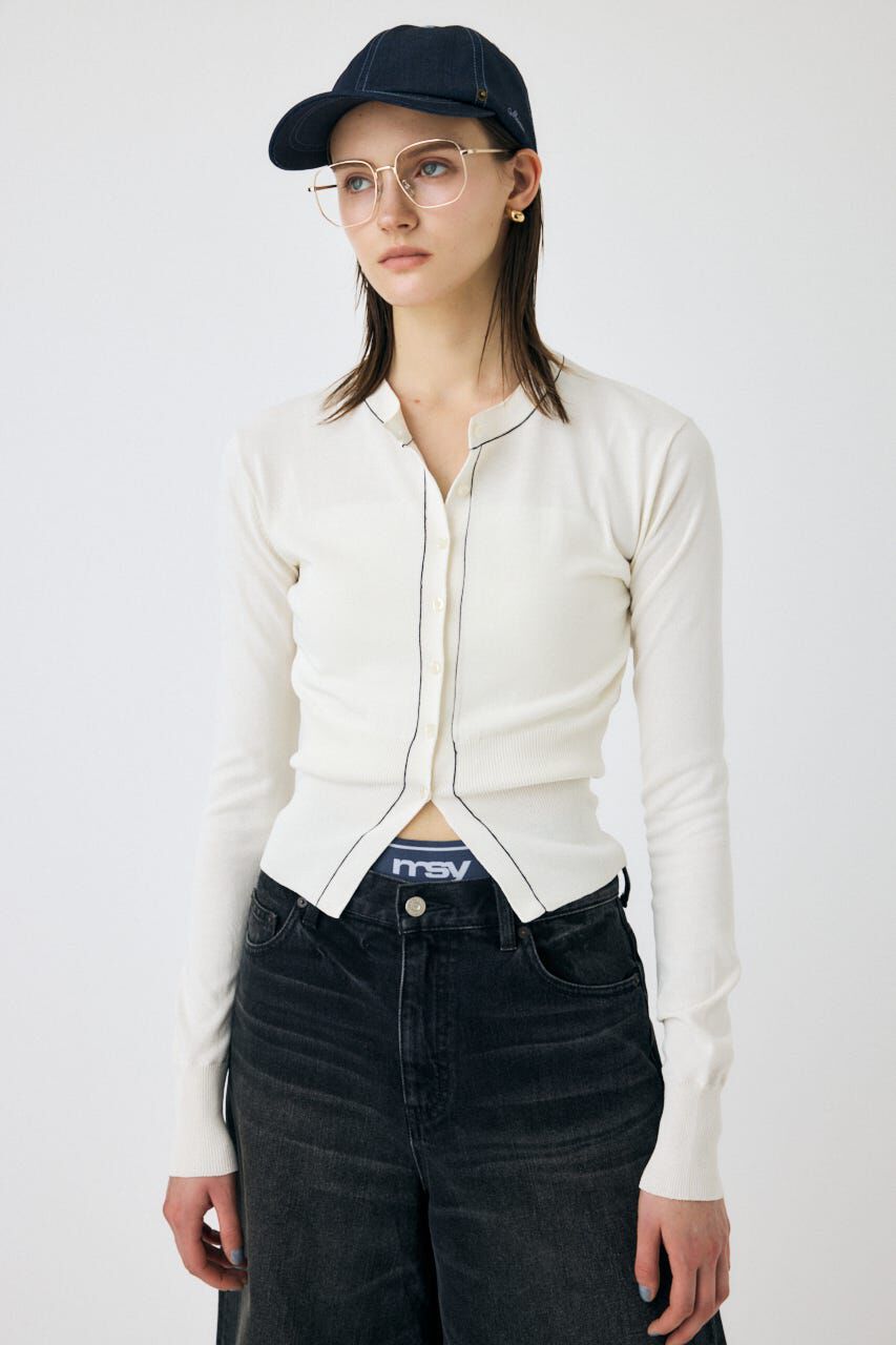 MOUSSY「COLOR STITCH カーディガン」|カーディガン|O/WHT1
