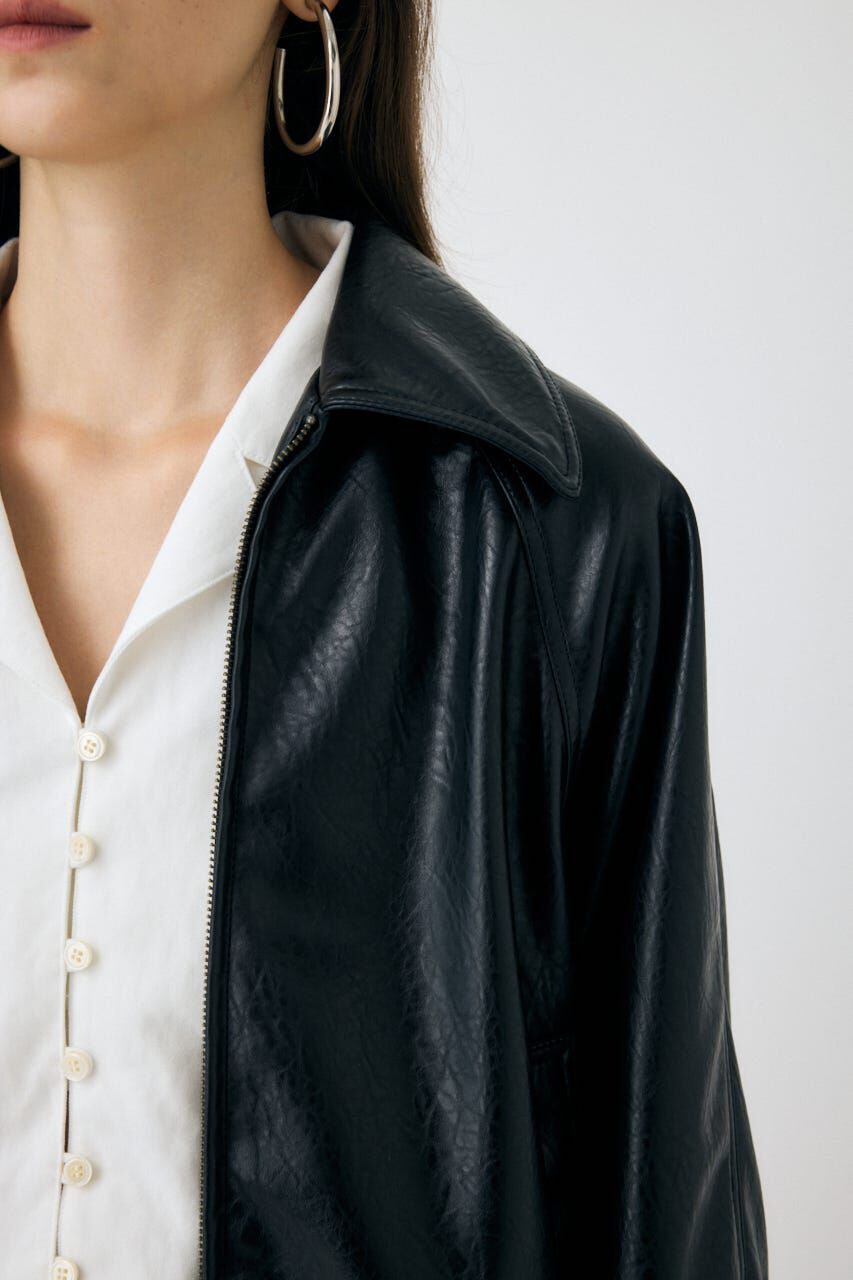 MOUSSY「F/LEATHER GATHER ブルゾン」|ブルゾン・スタジャン|