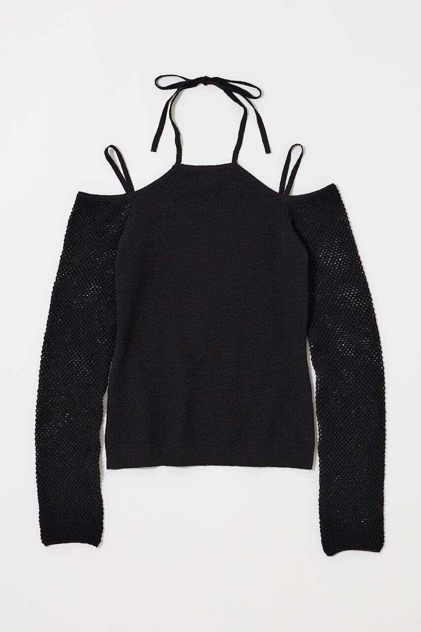 MOUSSY「OPEN SHOULDER HALTER ニットトップス」|ニット・セーター|BLK