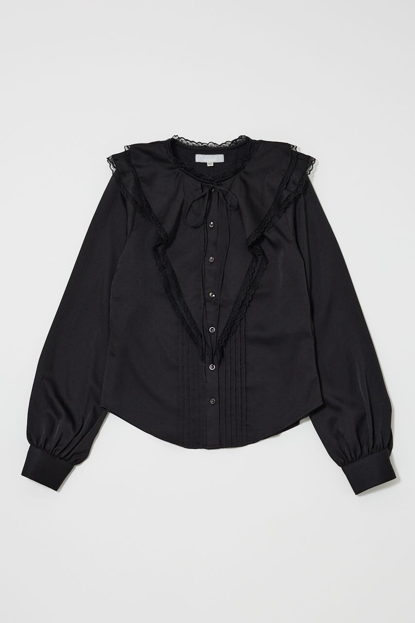 MOUSSY「DRAPE COLLAR ブラウス」|シャツ・ブラウス|BLK