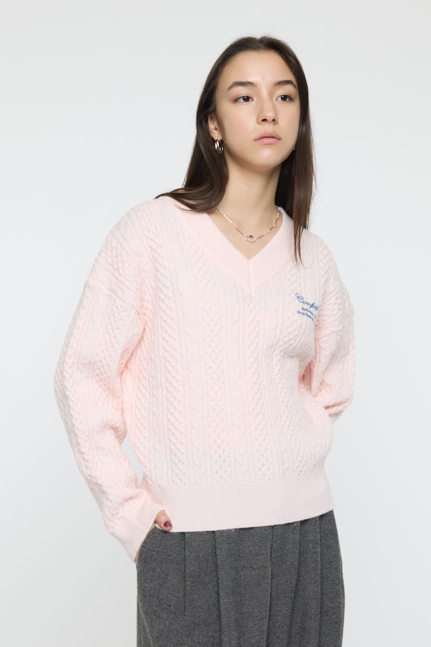 MOUSSY「CABLE V NECK ニット」|ニット・セーター|