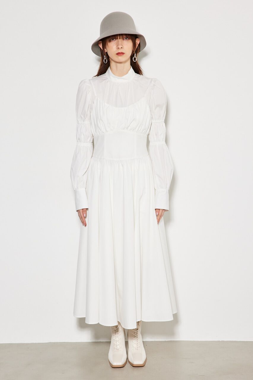 rienda「ビスチェディテールギャザーフレアOP」|ワンピース|