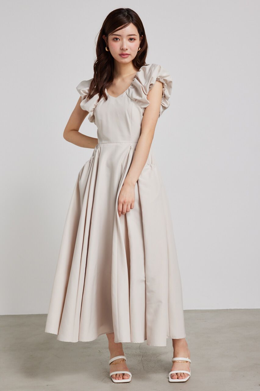 rienda「バルーンSLVデザインフレアOP」|ワンピース|BEG