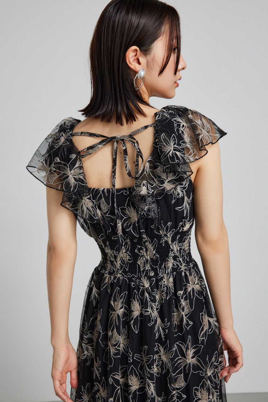 rienda「エンブロイダリーチュールフレアスリーヴワンピース」|ワンピース|