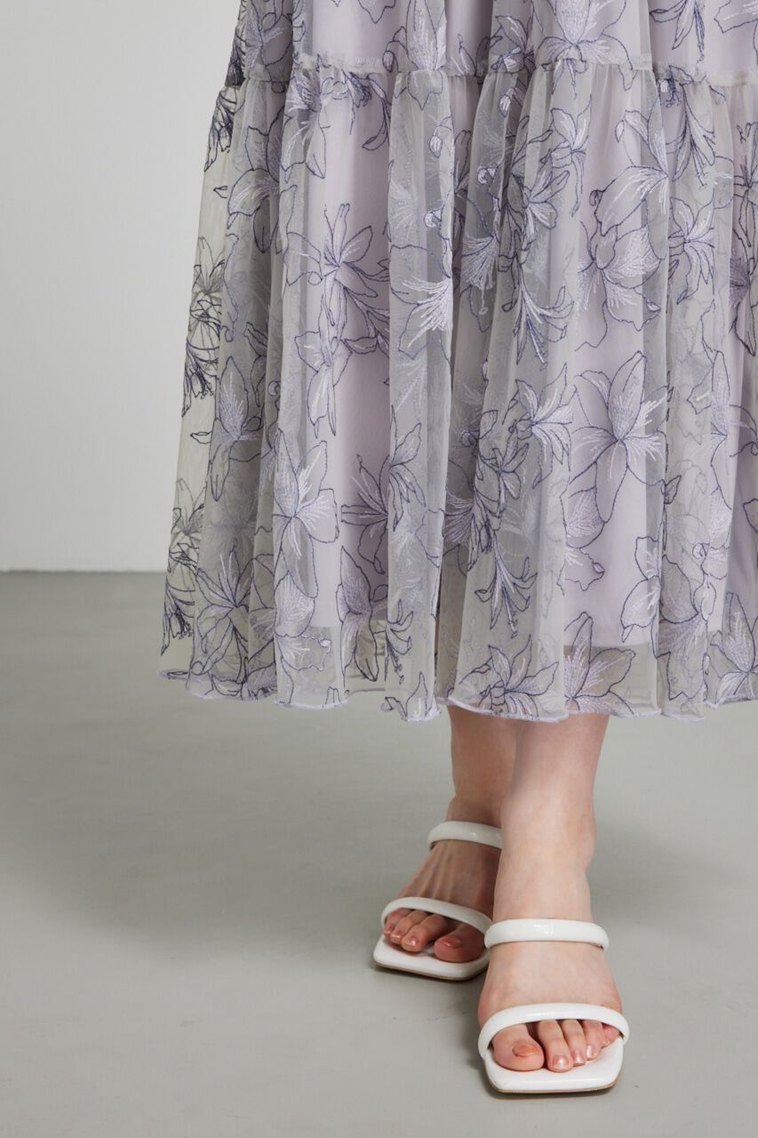 rienda「エンブロイダリーチュールフレアスリーヴワンピース」|ワンピース|