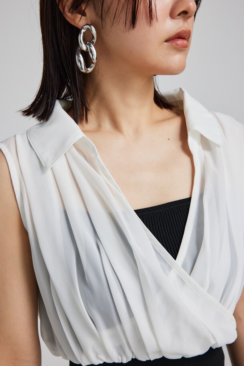 rienda「シフォンシャツレイヤードニットトップス」|シャツ・ブラウス|