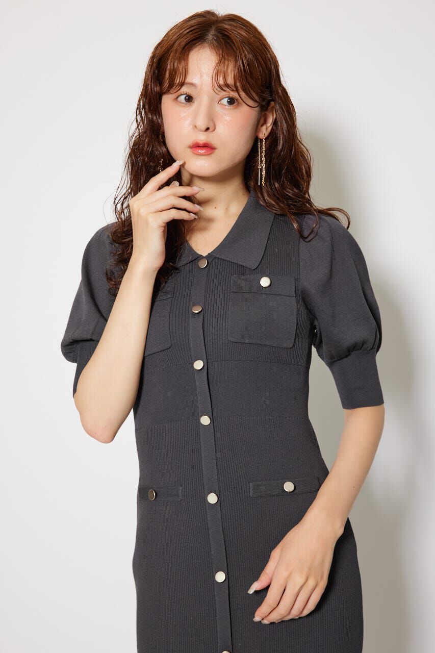 rienda「パフスリーブニットタイトワンピース」|ワンピース|