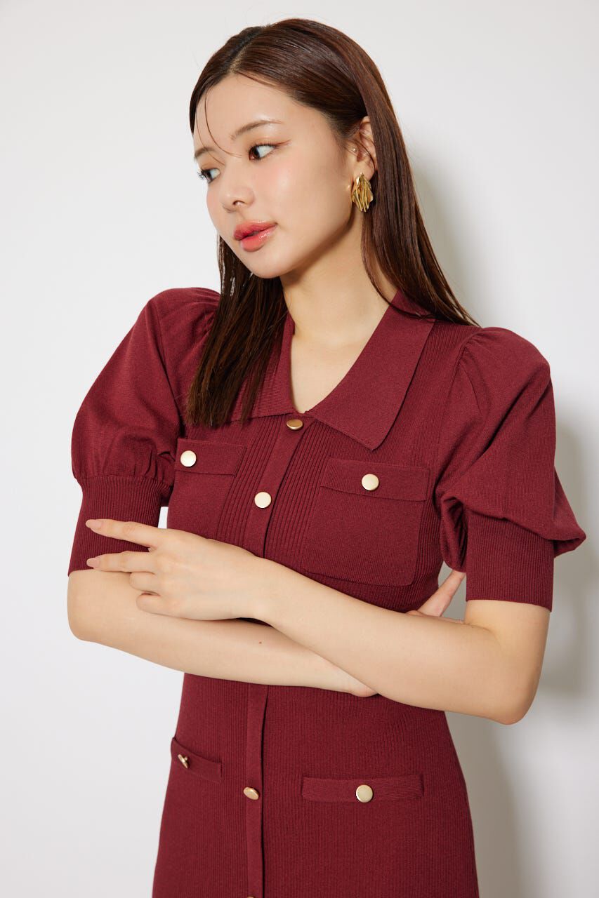 rienda「パフスリーブニットタイトワンピース」|ワンピース|