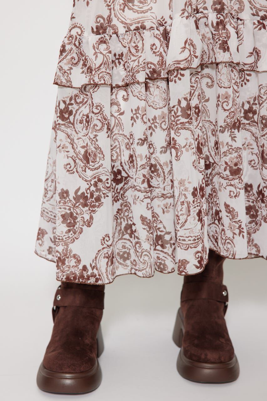 rienda「フロントロングフリルマルチパターンワンピース」|ワンピース|